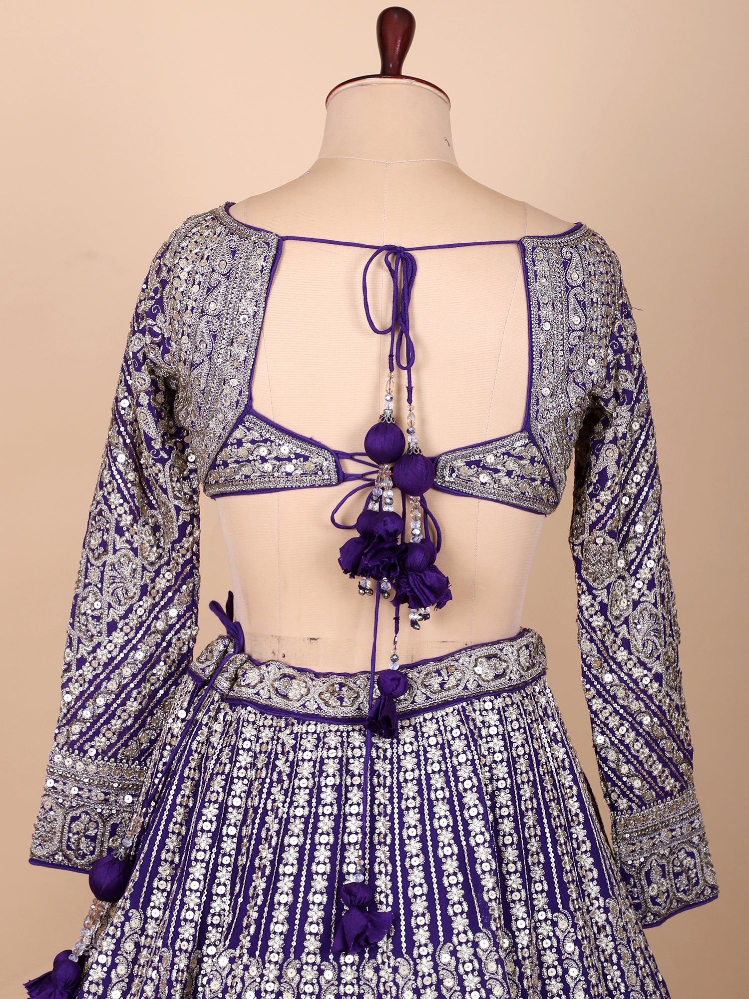 Deep Purple Handcrafted Lehenga With Dupatta