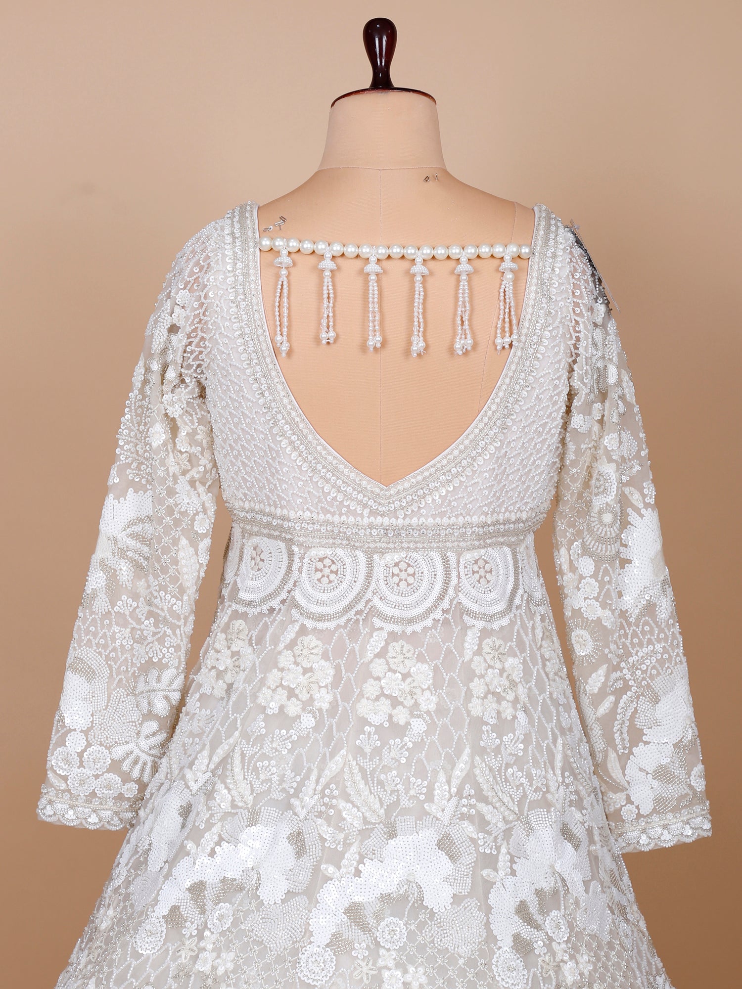 Snowflake Charm Beaded Net Gown