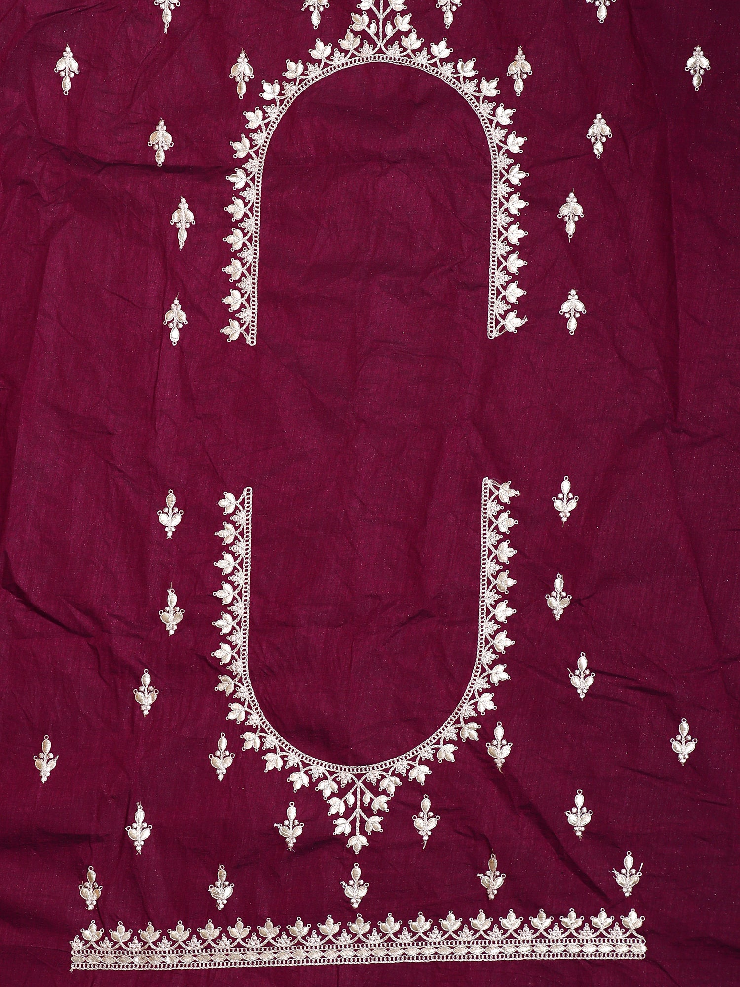 Royal Maroon & Ivory Embroidered Lehenga