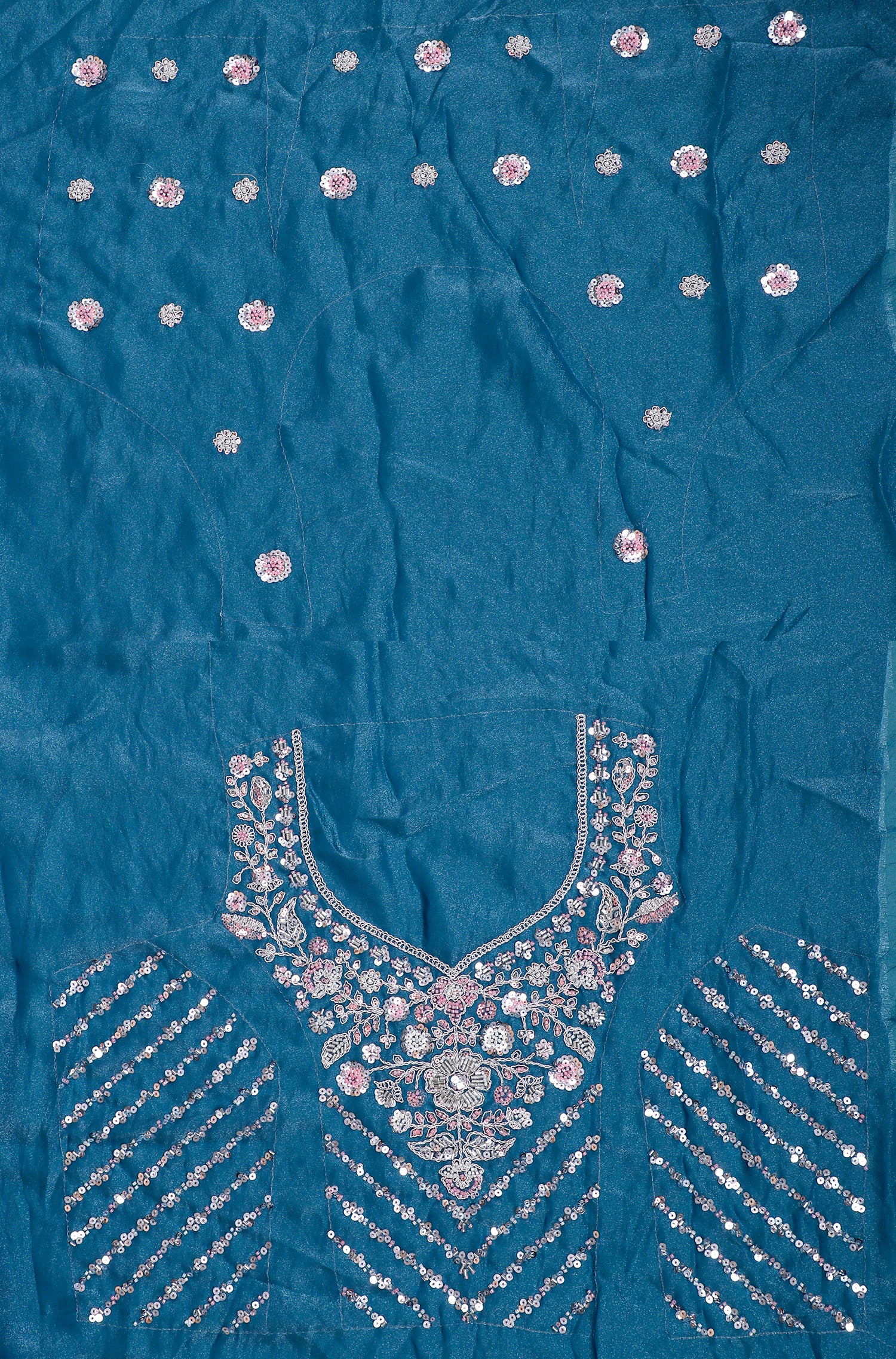 Elegant Rama Blue Lehenga In Shimmer Fabric