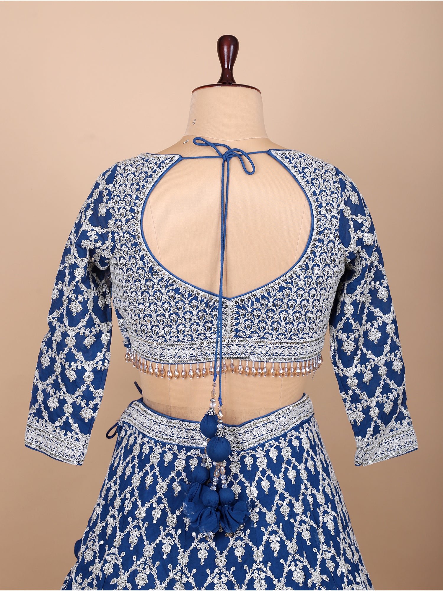 Dark Blue Georgette Embroidered Lehenga
