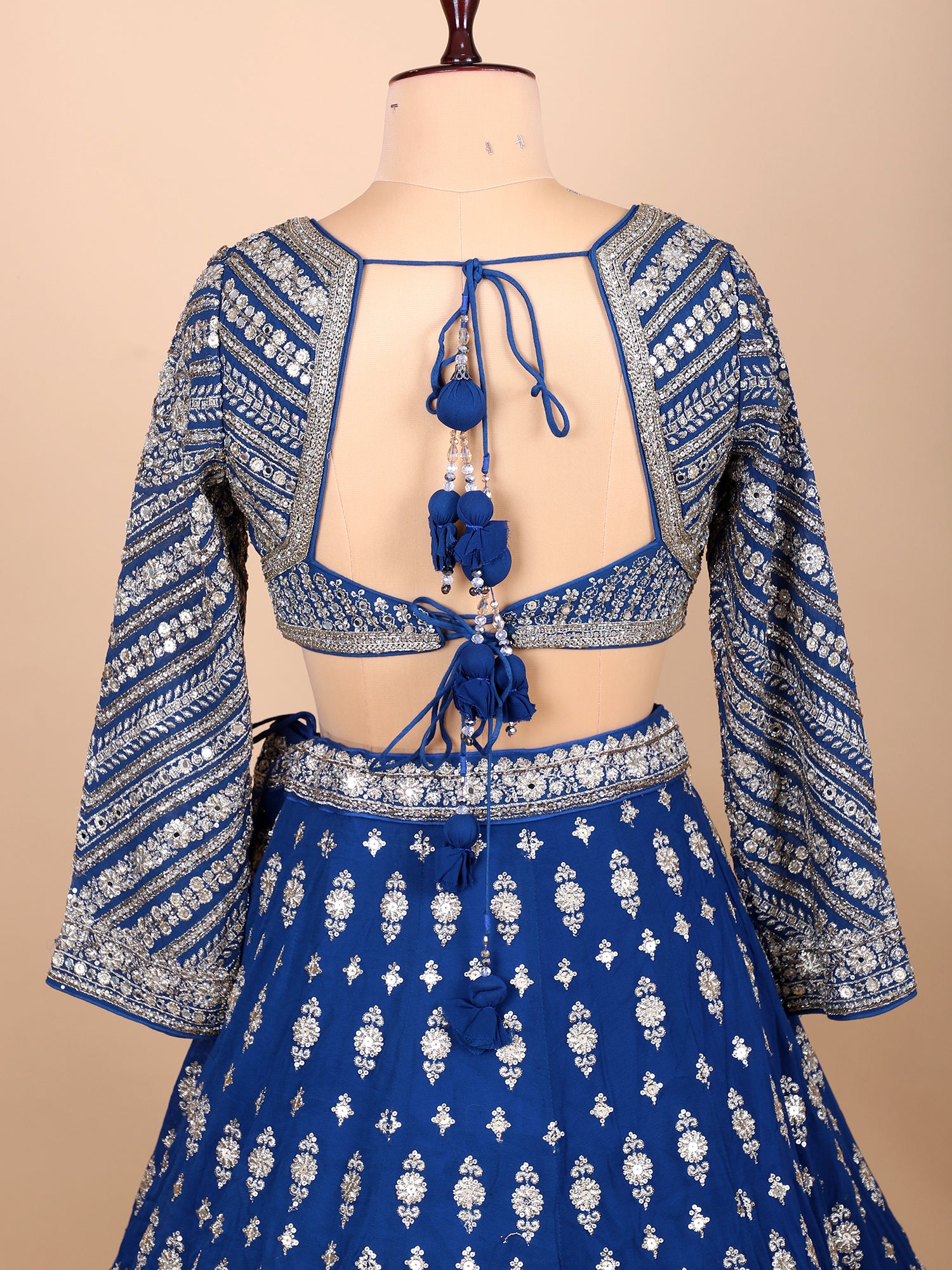 Sophisticated Dark Blue Georgette Lehenga For Weddings
