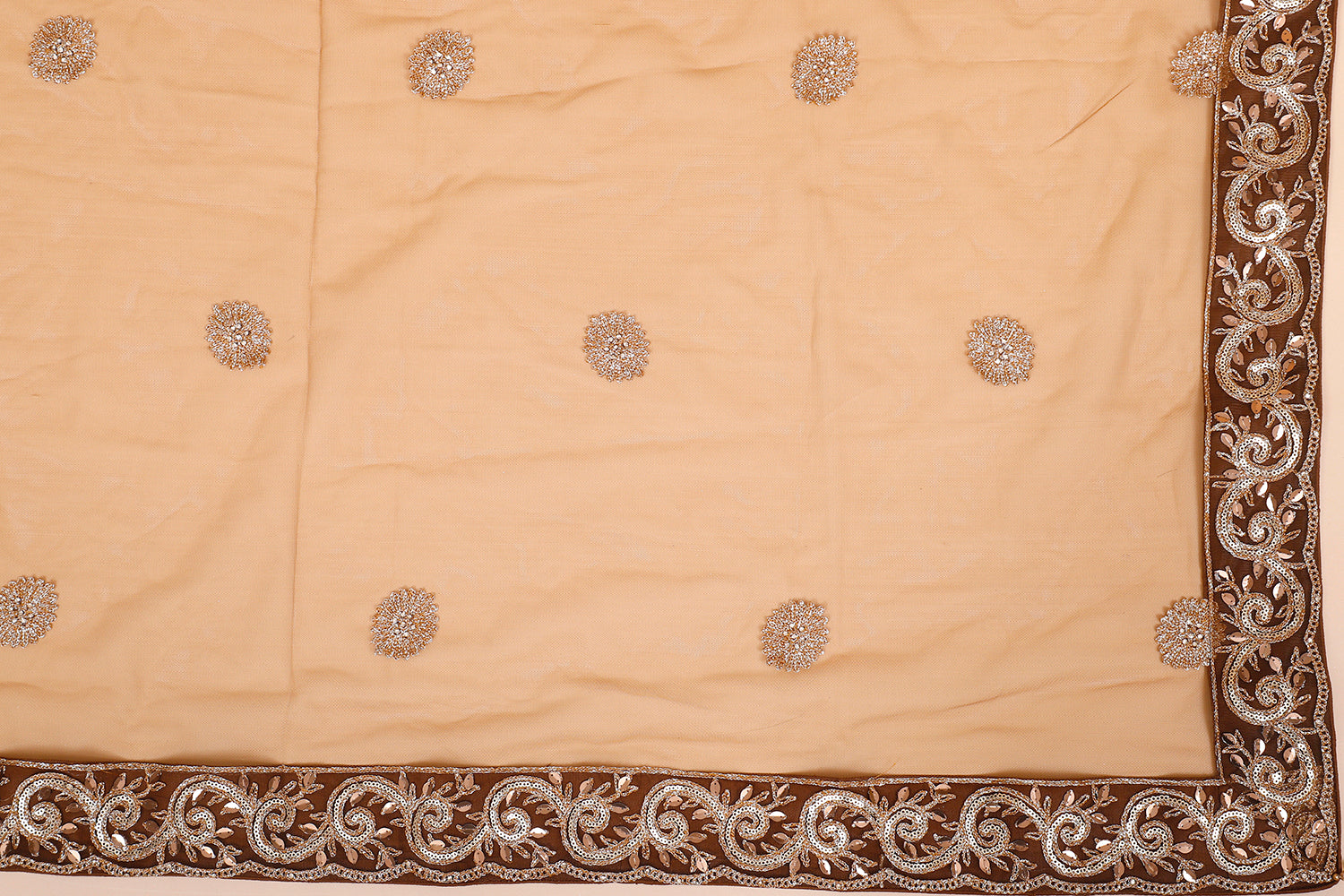 Copper Gold Indo-Western Net Lehenga