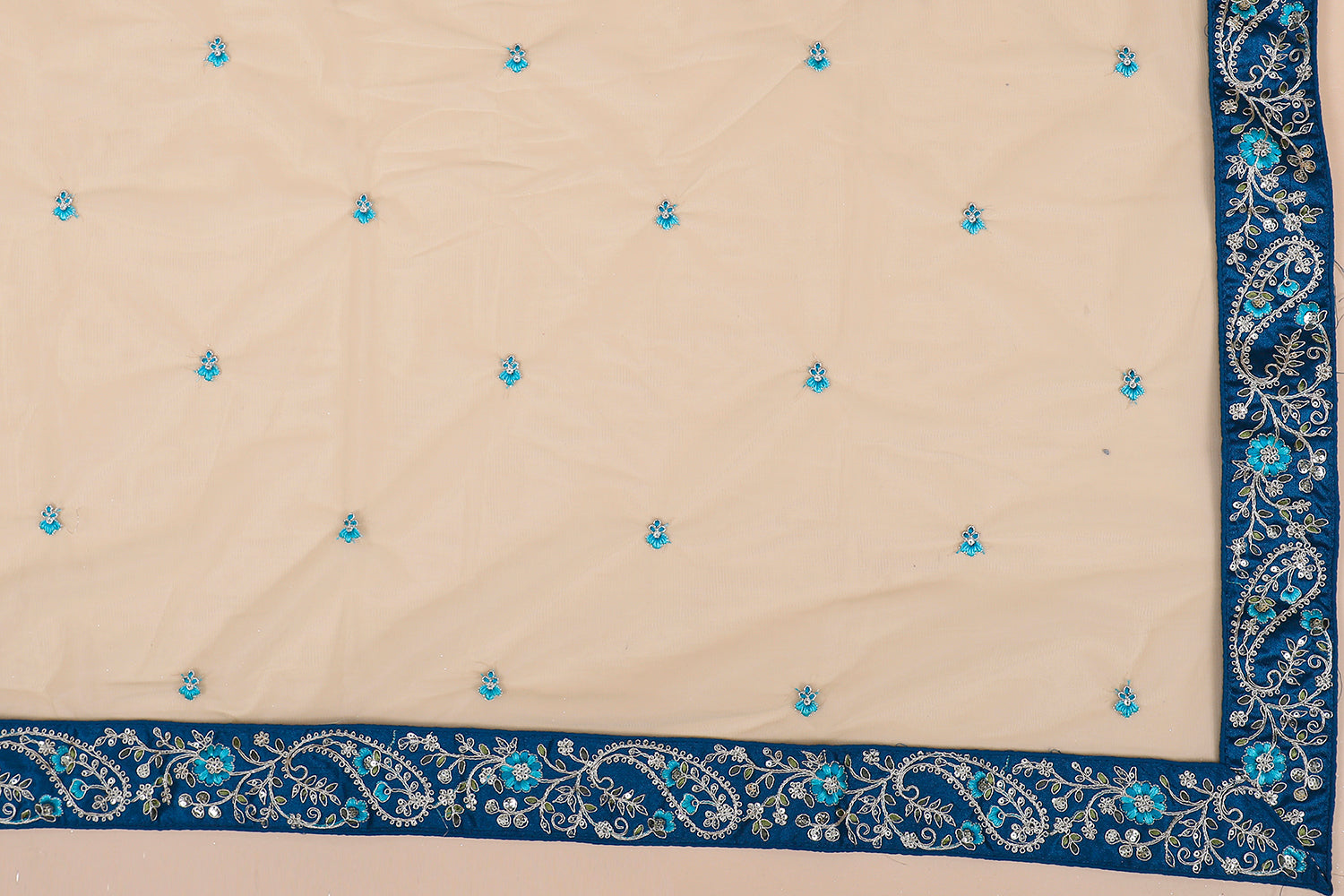 Green-Blue Silk Lehenga With Multi-Thread