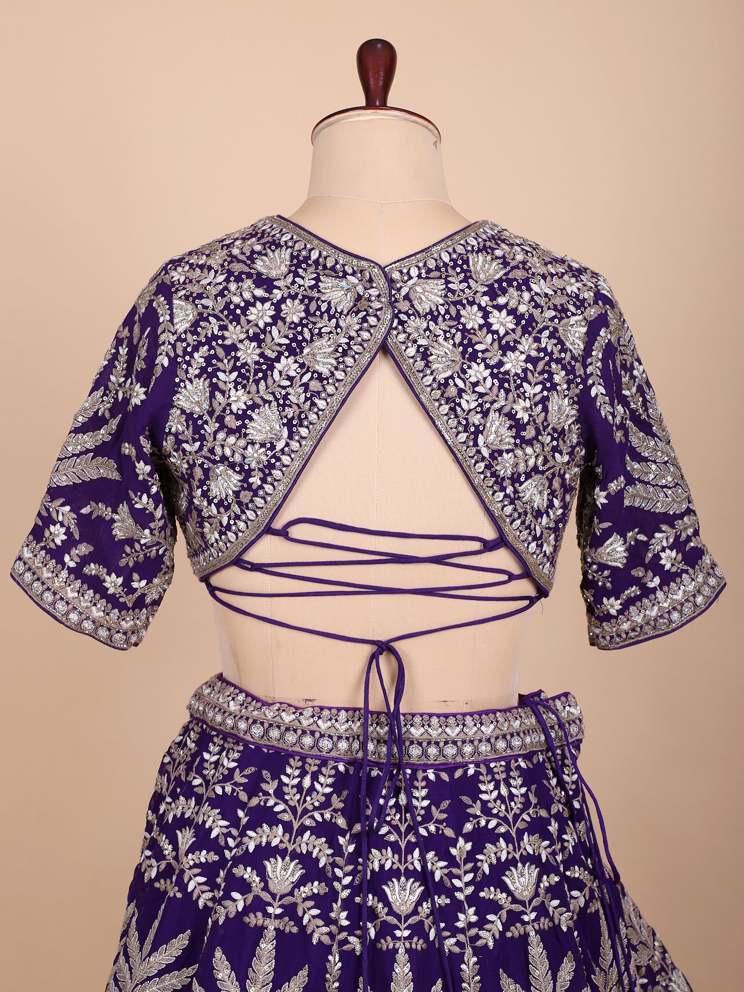 Elegant Purple Georgette Lehenga With Hand Embroidery