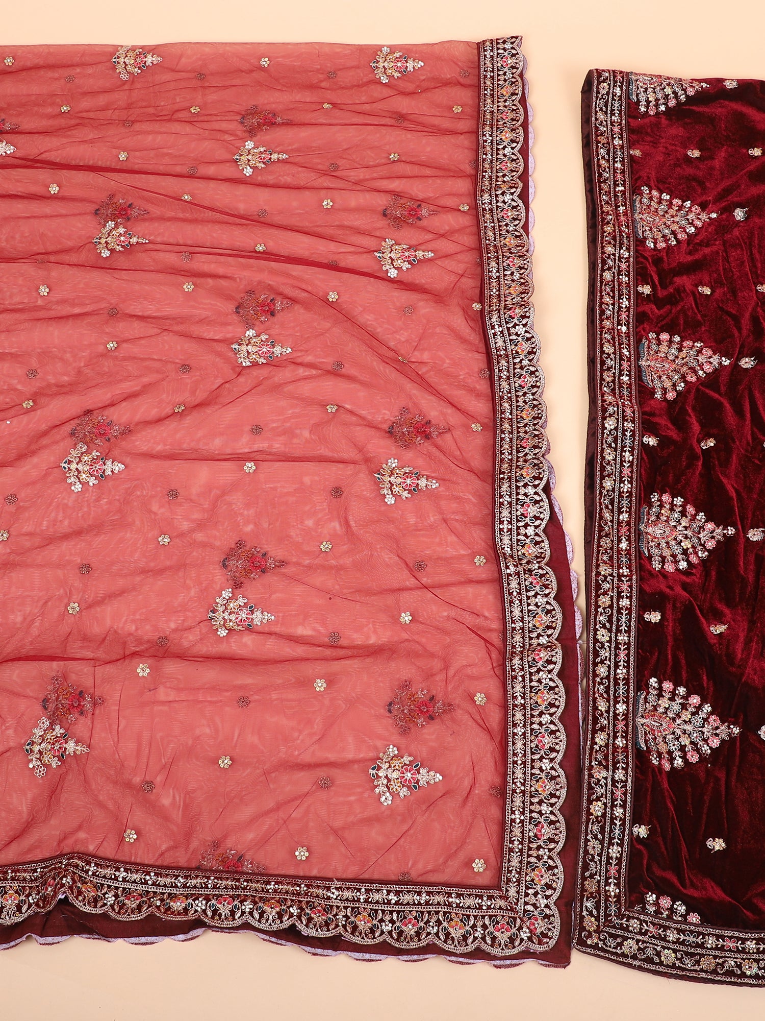 Opulent Maroon Lehenga With Handcrafted Jarkan & Thread Accents
