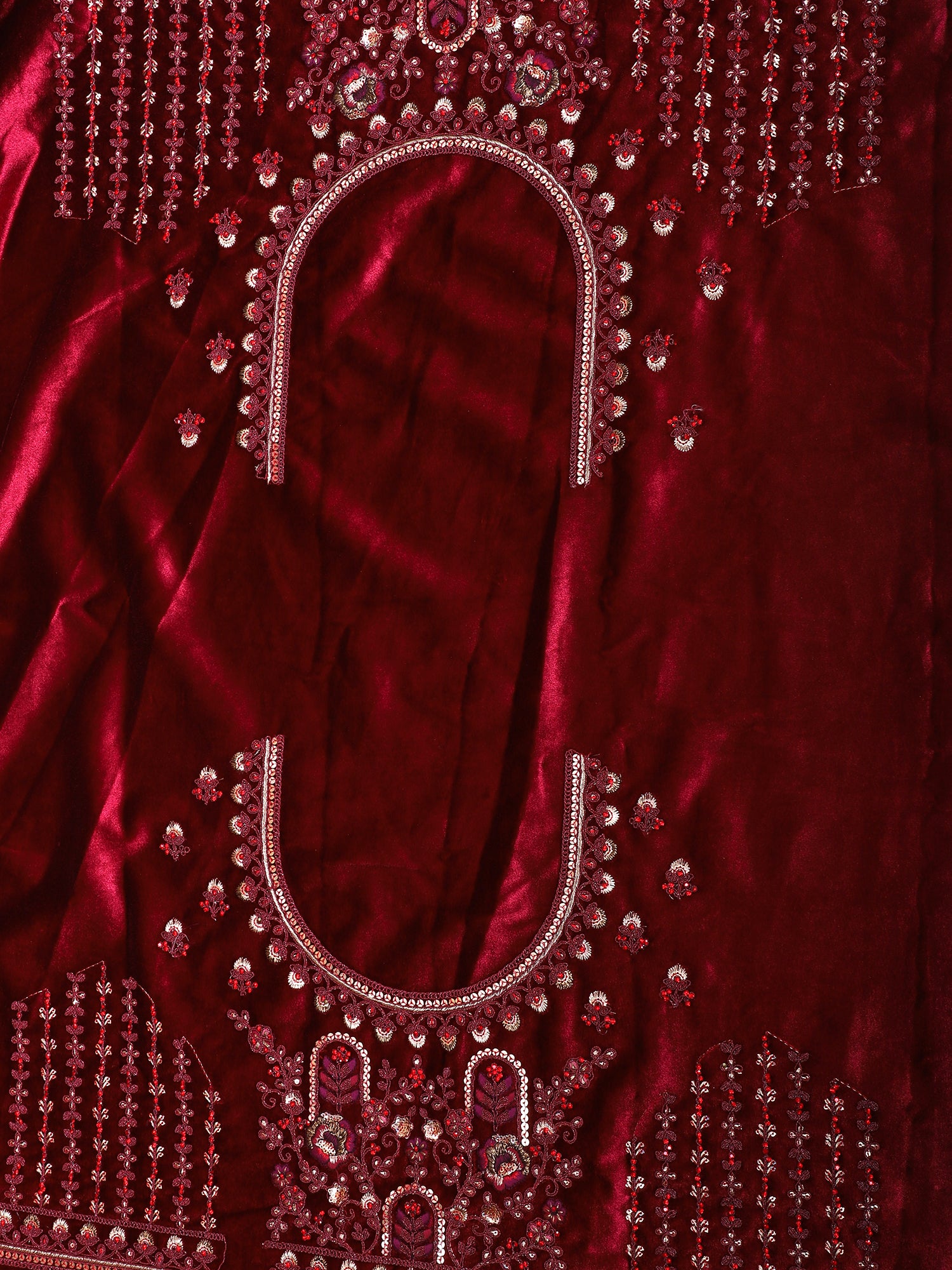 Enchanting Maroon Velvet Bridal Lehenga With Mirror Magic