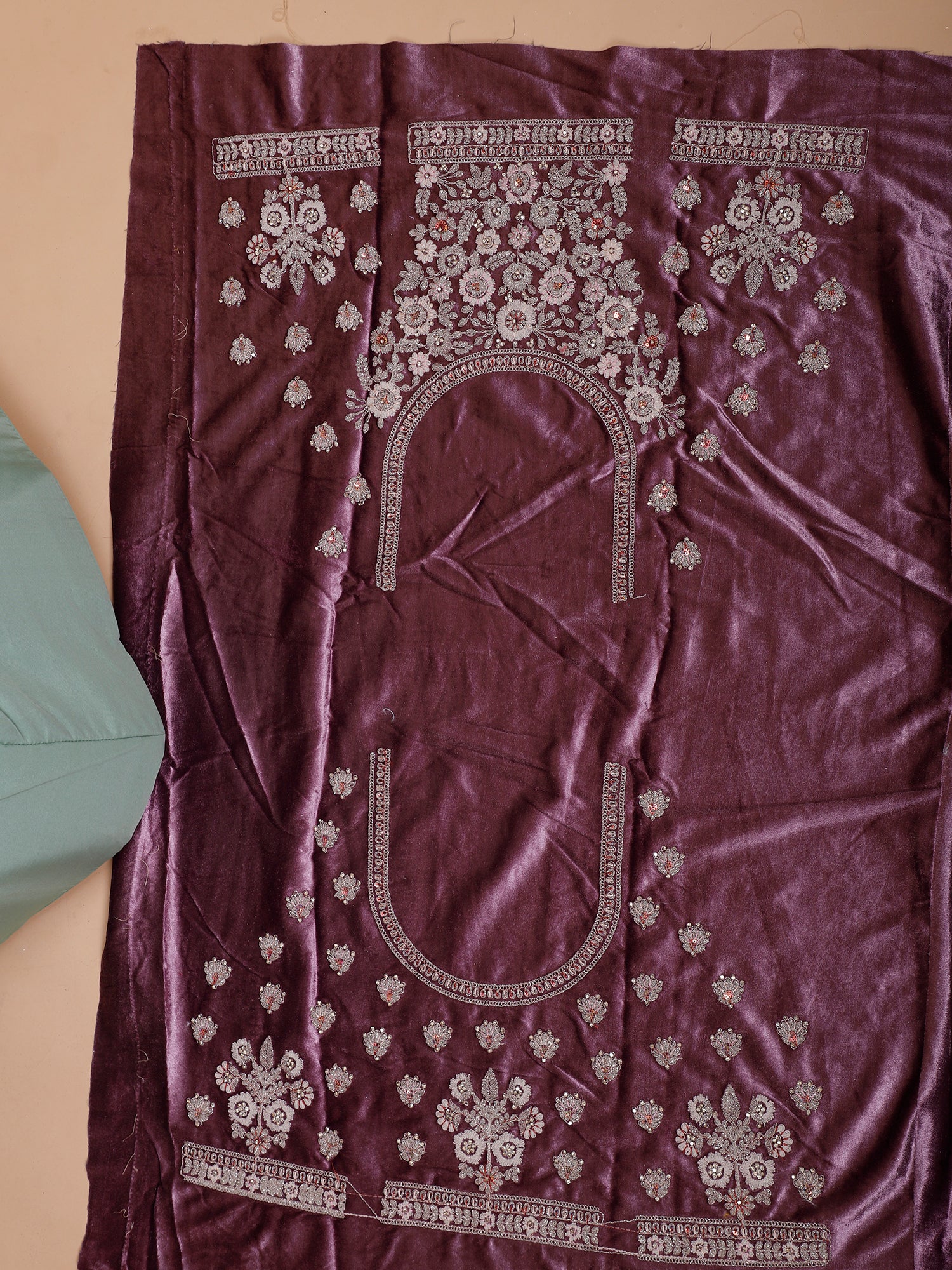 Onion Pink Velvet Lehenga With Jarkan Work