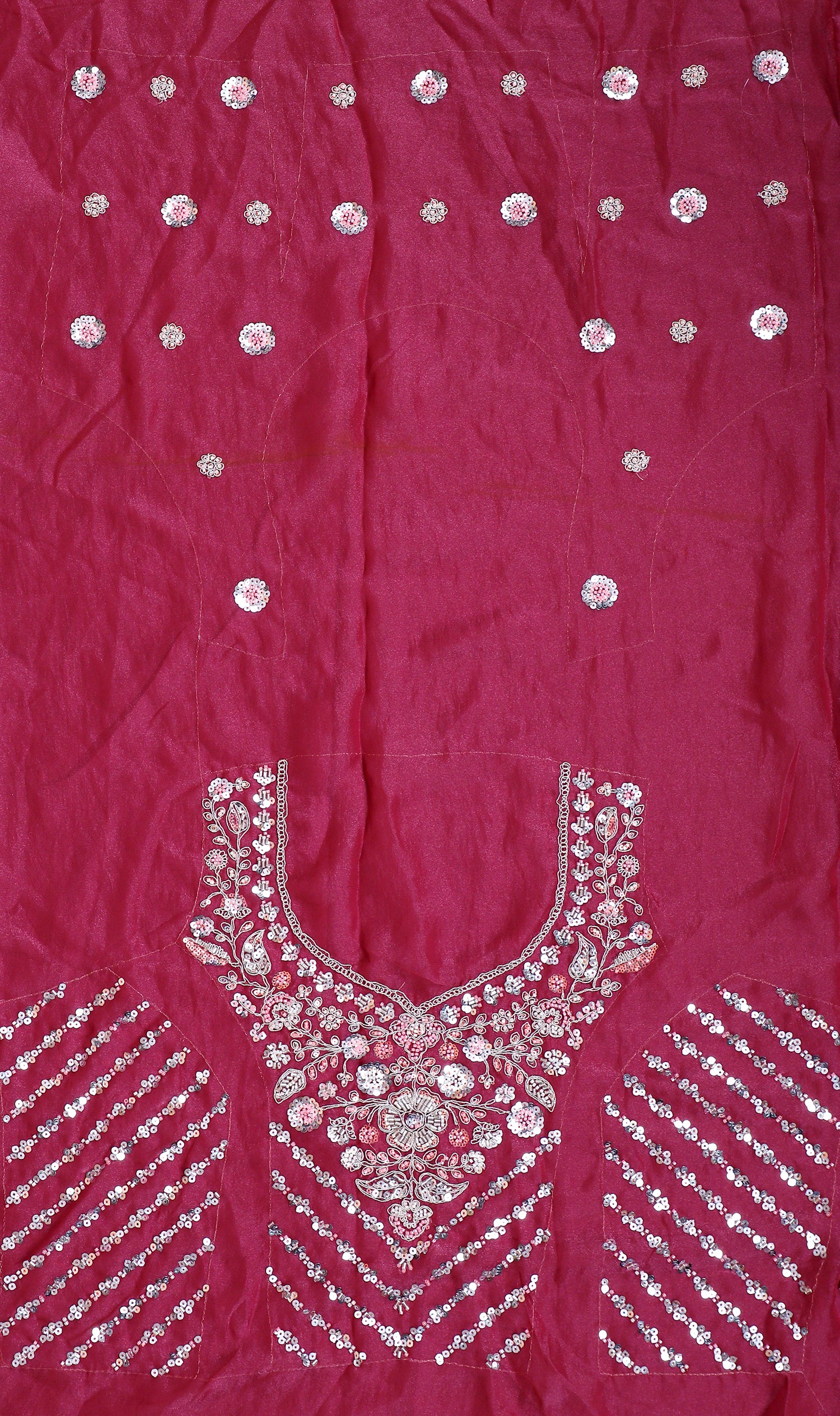 Red-Purple Shimmer Lehenga With Sequins
