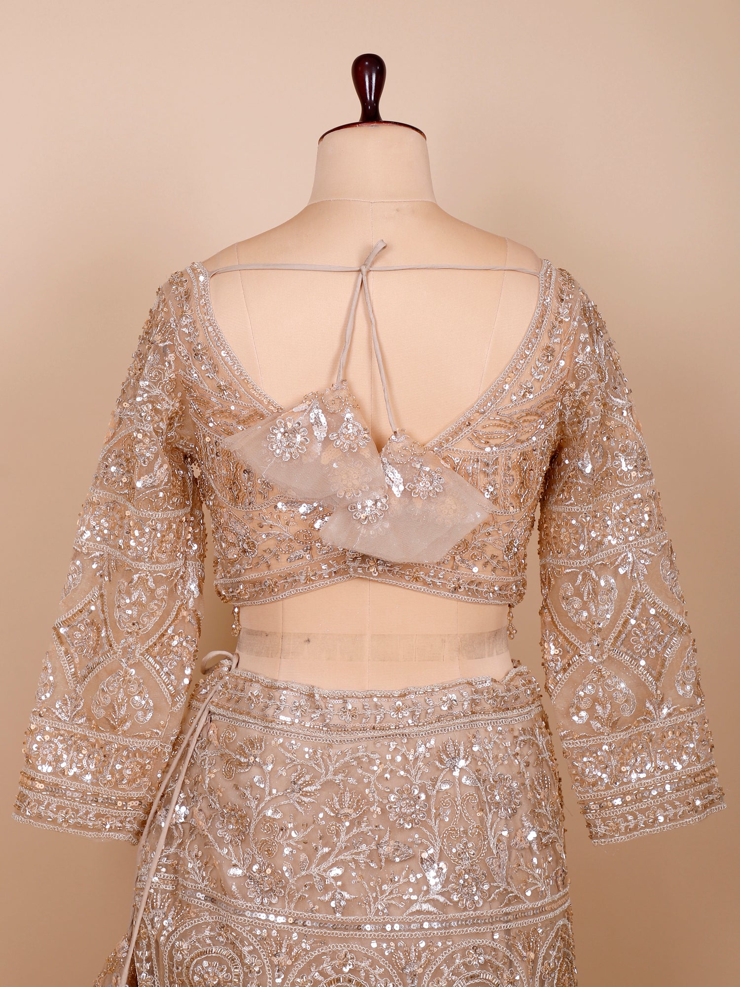 Nude Glow Beads & Sequin Lehenga Embroidered