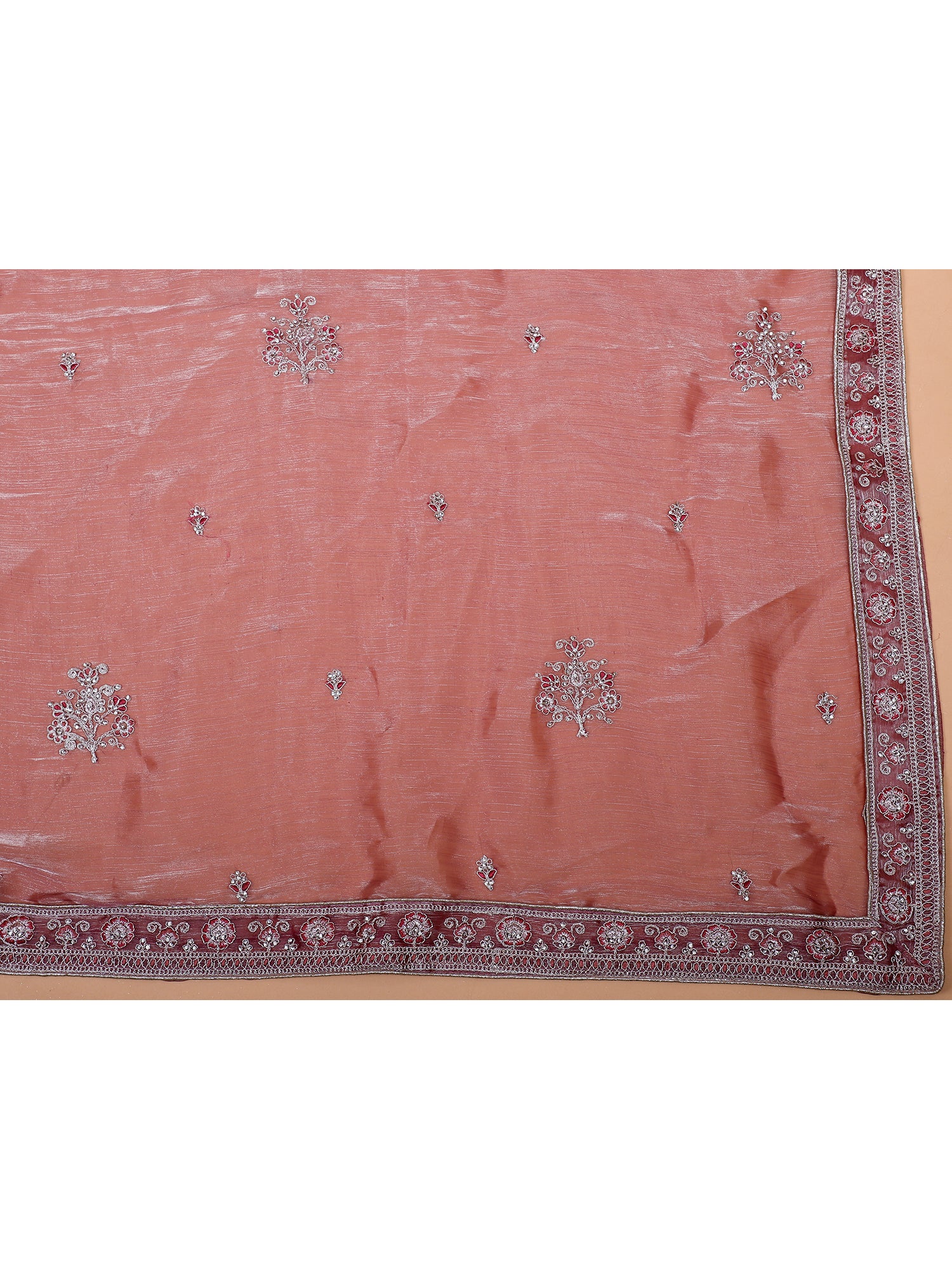 Onion Pink Embroidered Lehenga With Jarkan