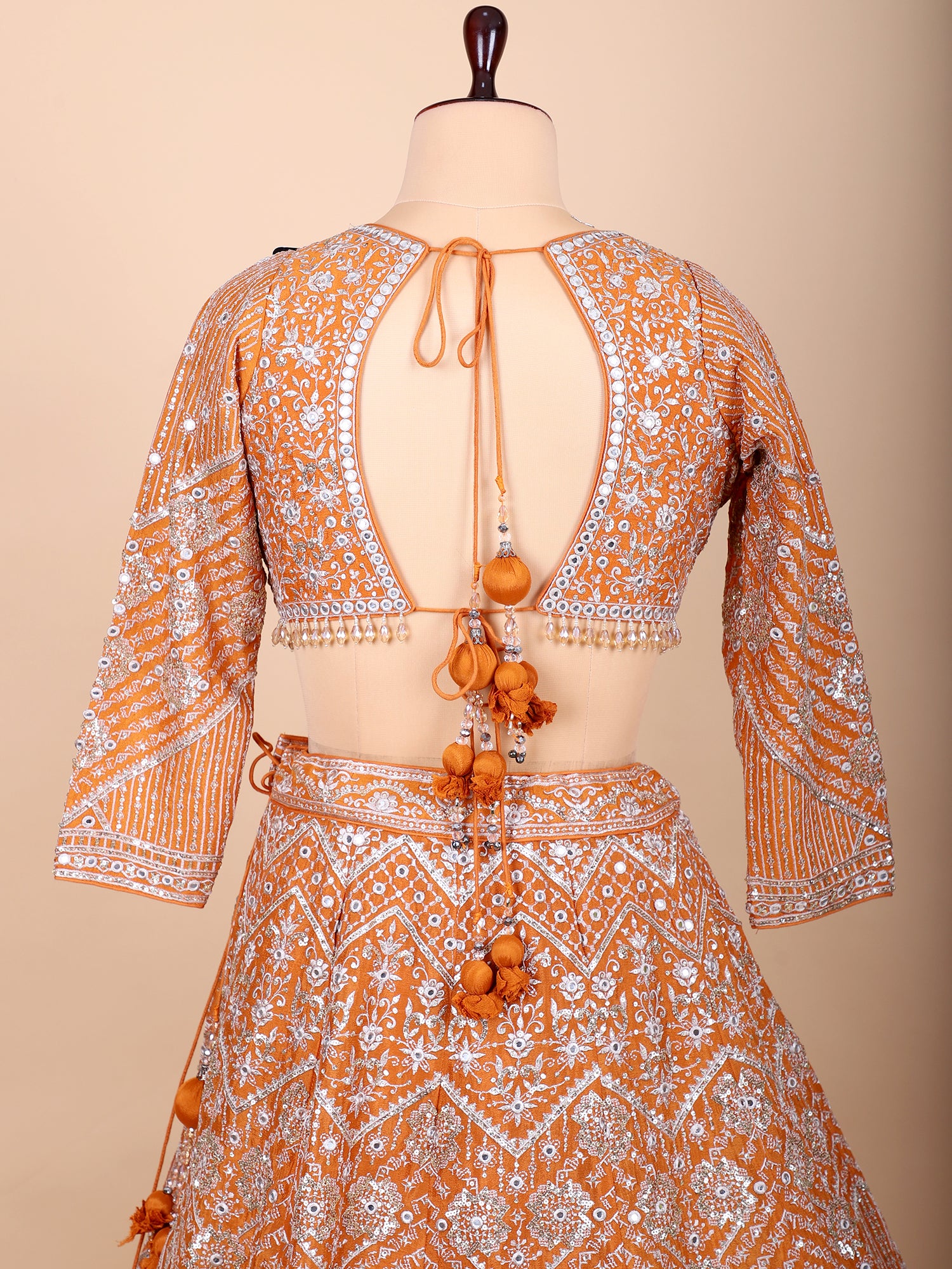 Tangerine Twist Orange Threadwork Lehenga