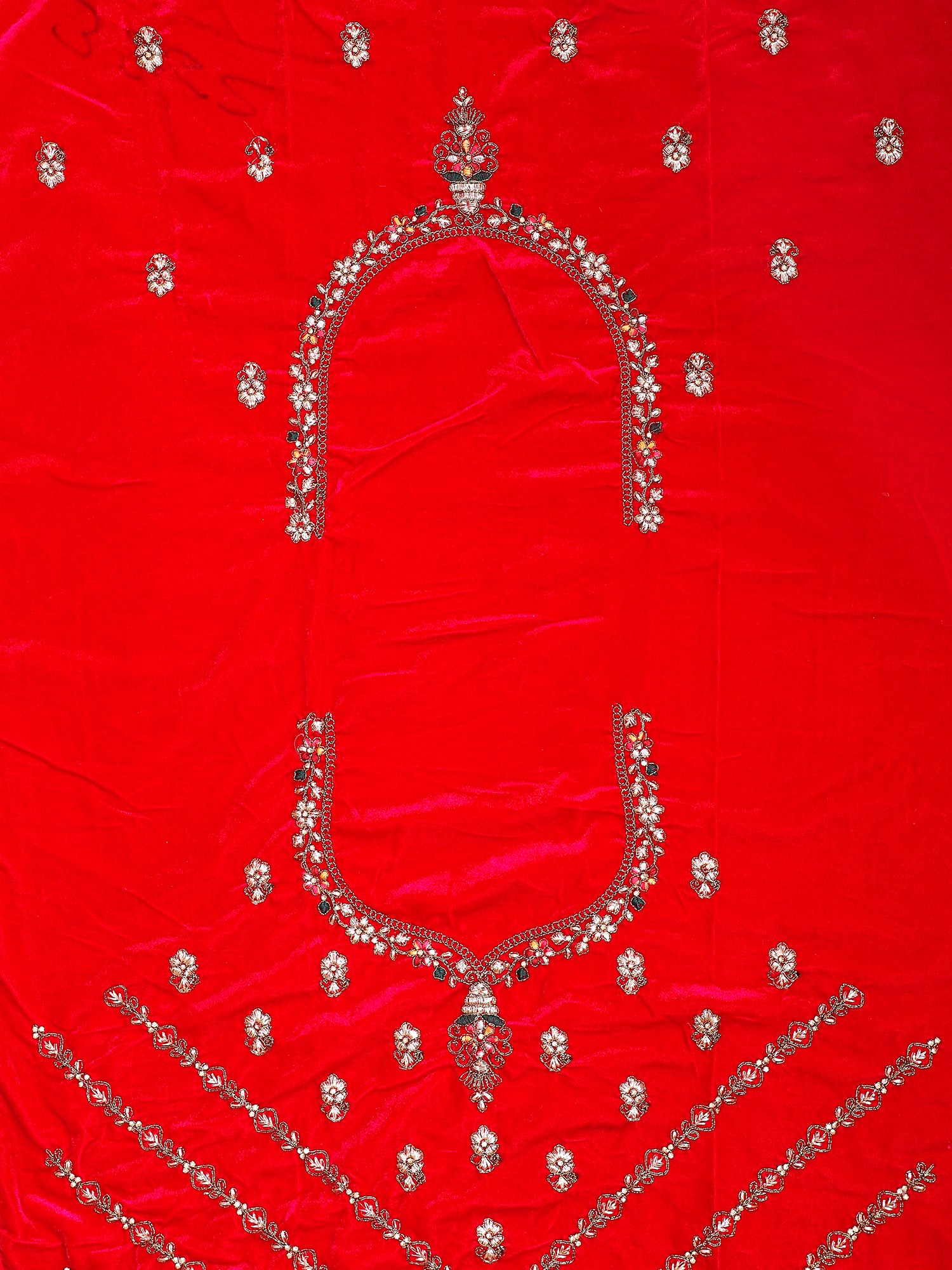 Red Velvet Bridal Lehenga Heavy Embroidery
