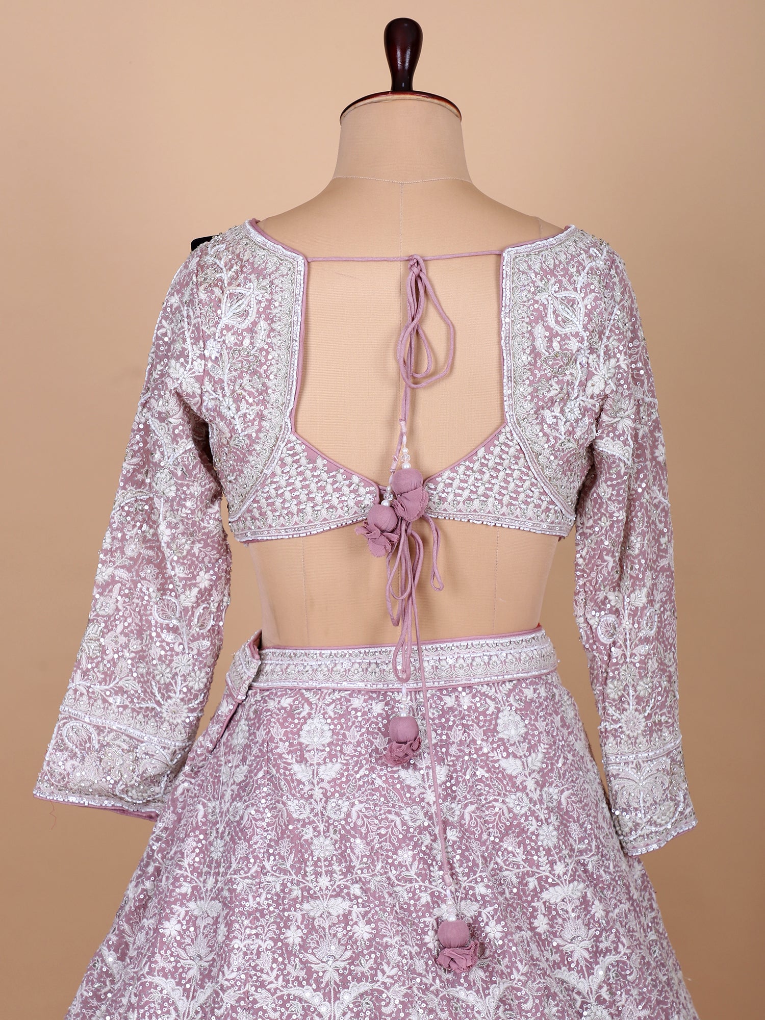 Lavender Lehenga With Thread Work And Dupatta