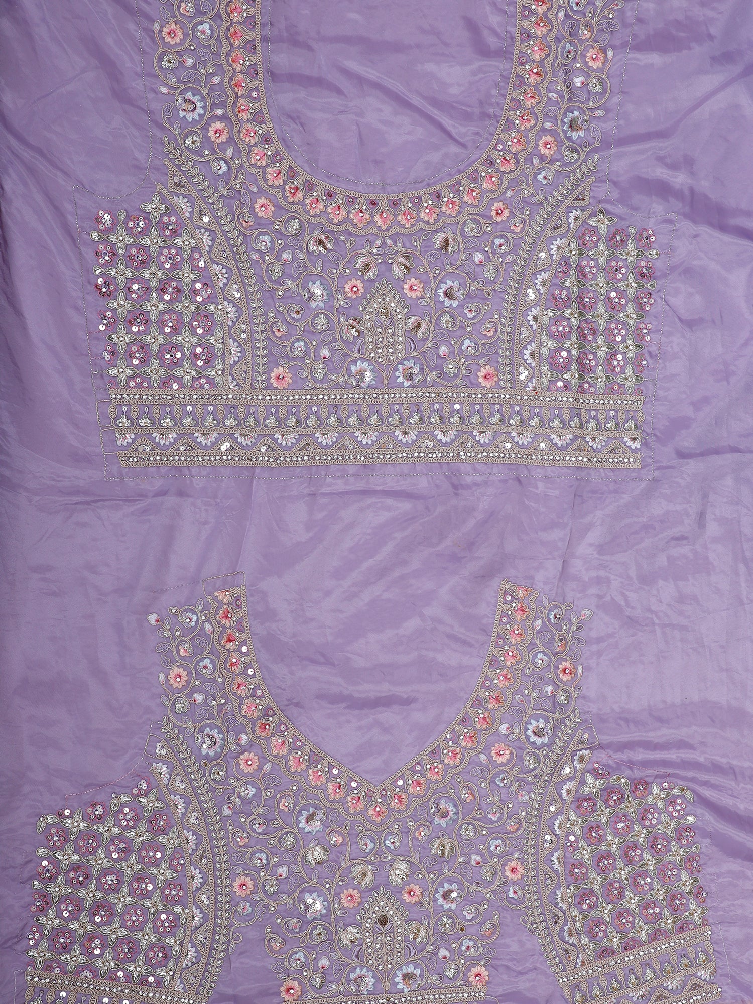 Light Purple Silk Lehenga With Handwork And Beadwork