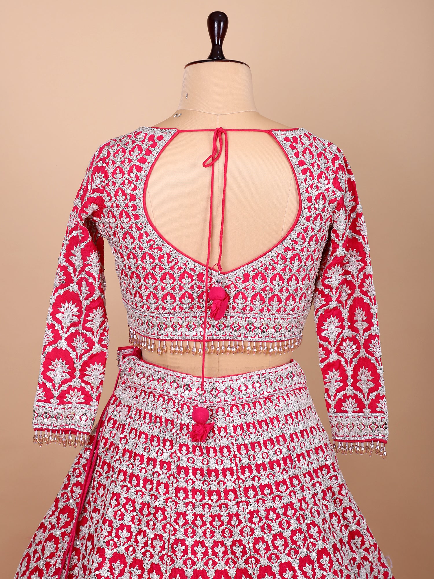 Rani Pink Georgette Embroidered Lehenga