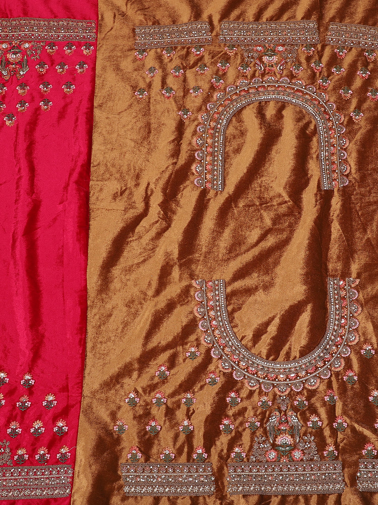 Multicolor Bridal Lehenga With Jarkan & Thread Embroidery