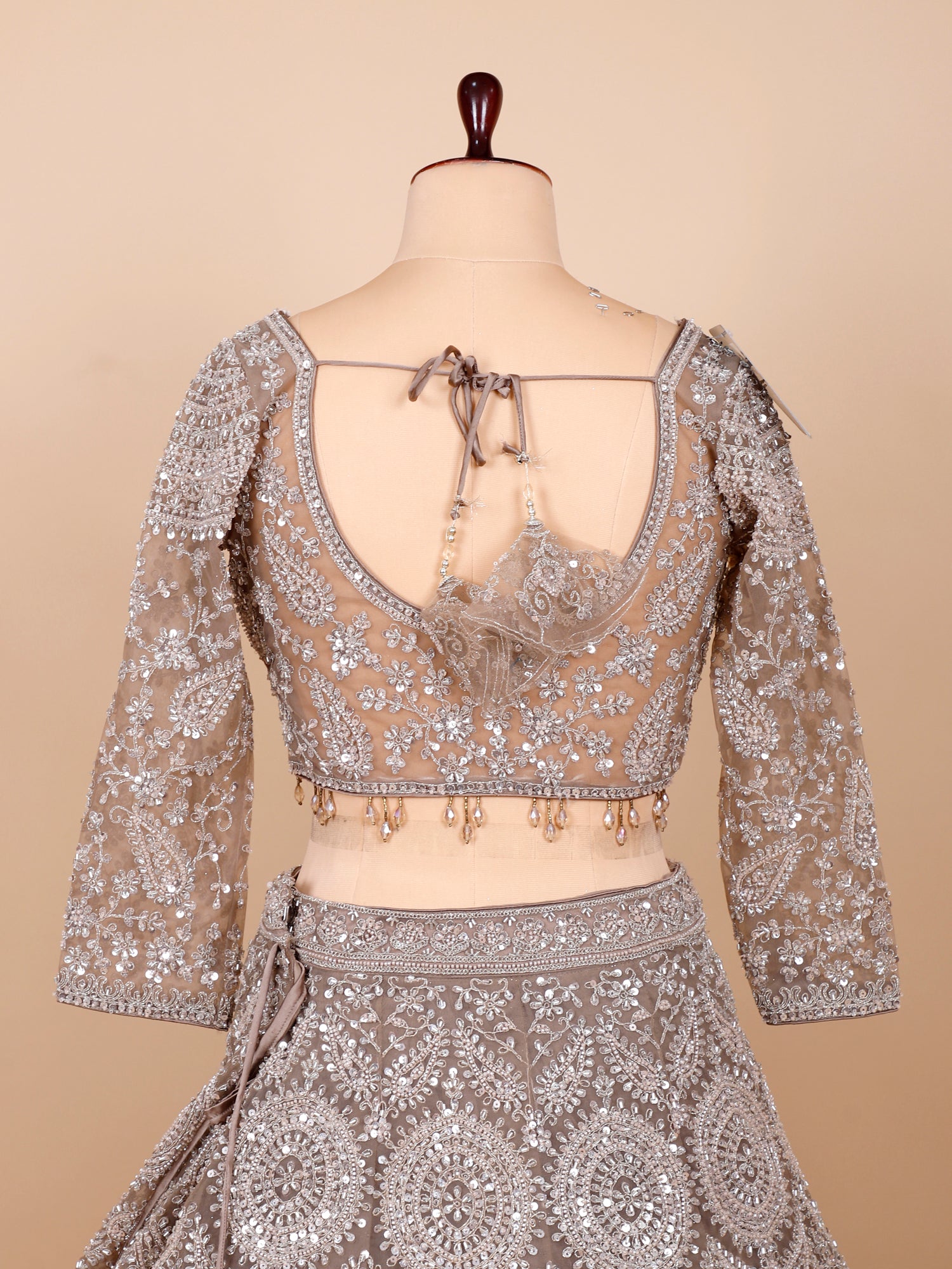 Mud Gold Artisanal Mirror Beads Work Lehenga