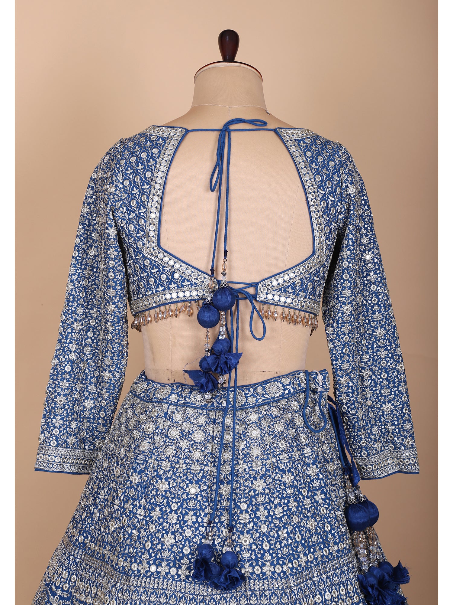 Handcrafted Royal Blue Georgette Lehenga