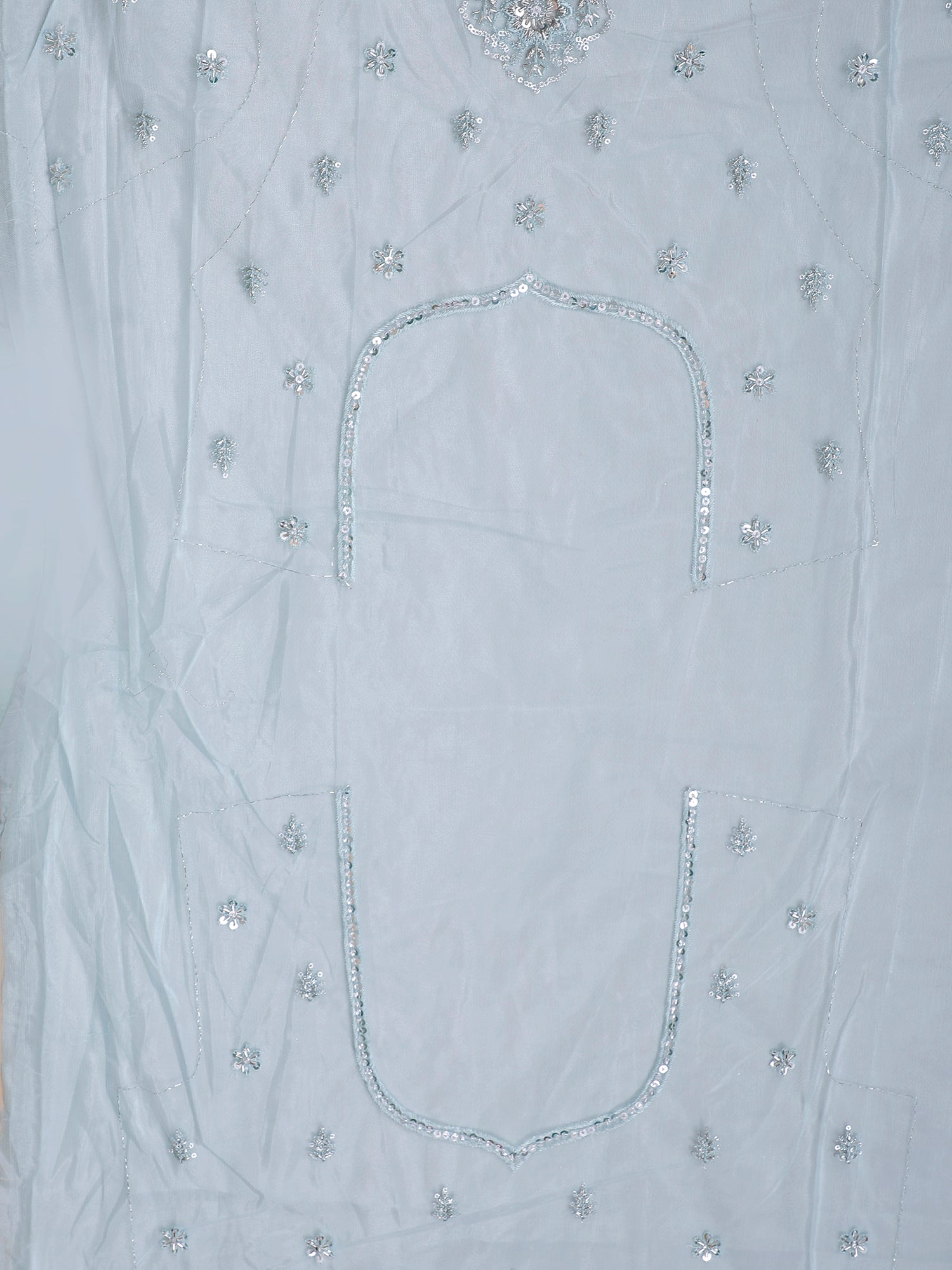 Powder Blue Net Designer Lehenga With Sequins