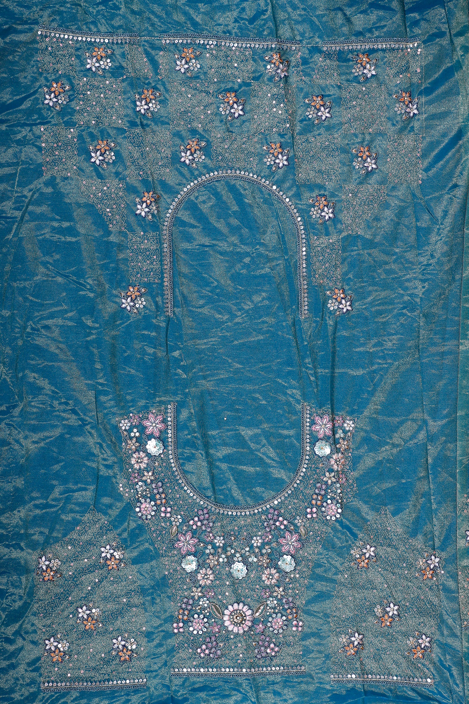 Rama Blue Shimmer Lehenga With Multi-Thread