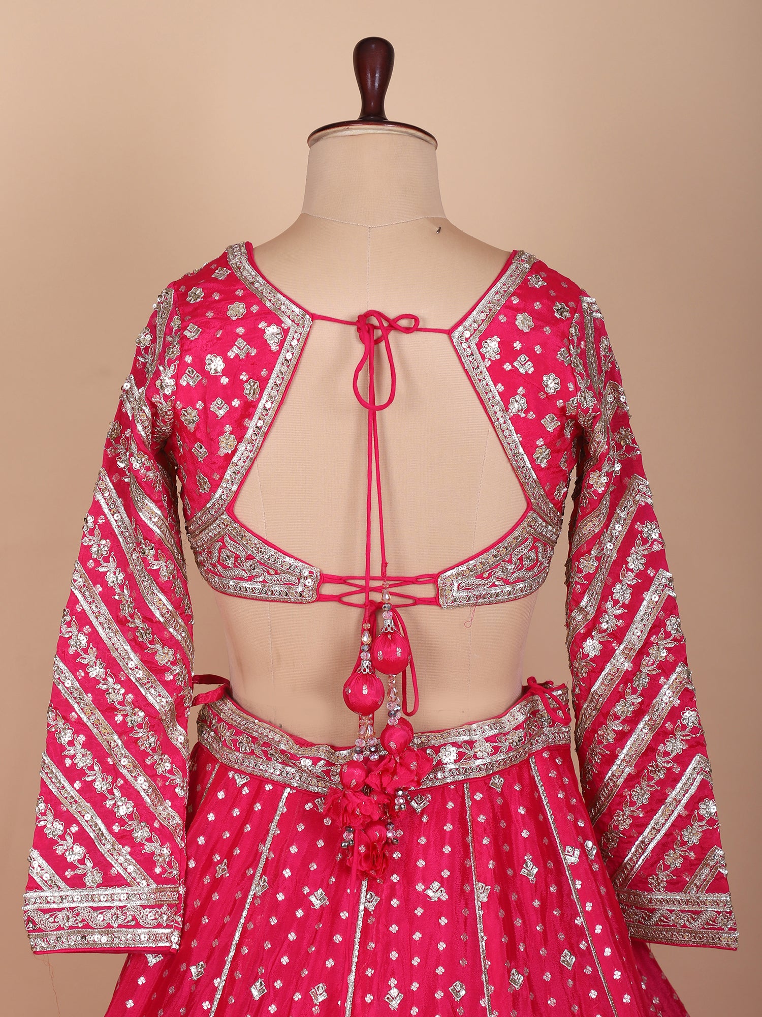 Dusty Pink Georgette Lehenga With Jarkan Embroidery