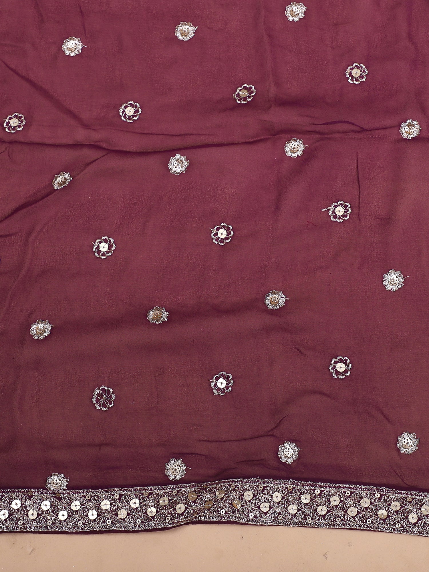 Maroon Georgette Lehenga With Jarkan Embroidery