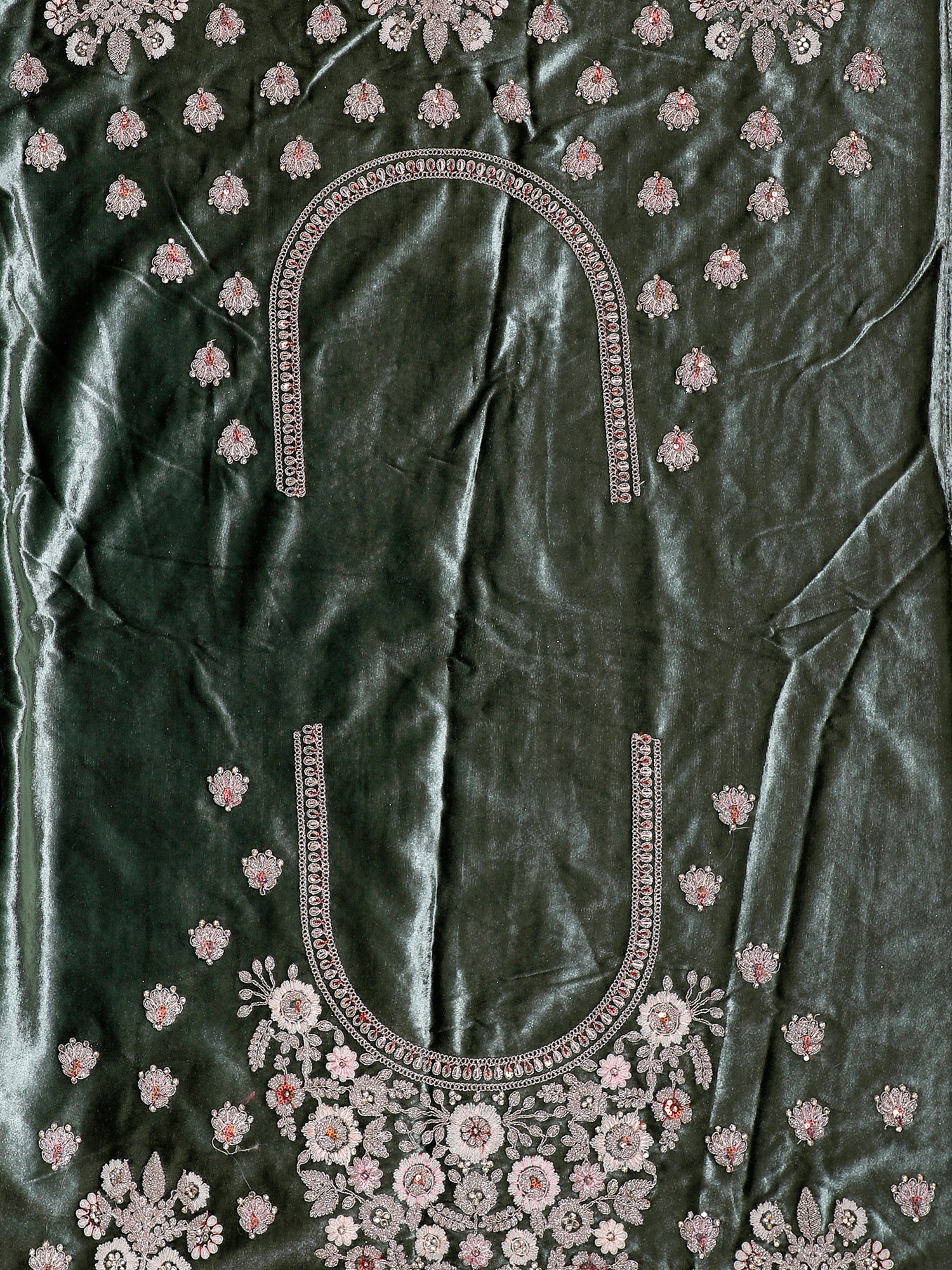 Pista Velvet Lehenga With Jarkan Work