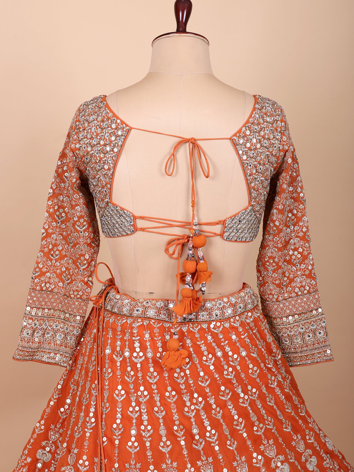 Tangerine Traditional Handcrafted Lehenga