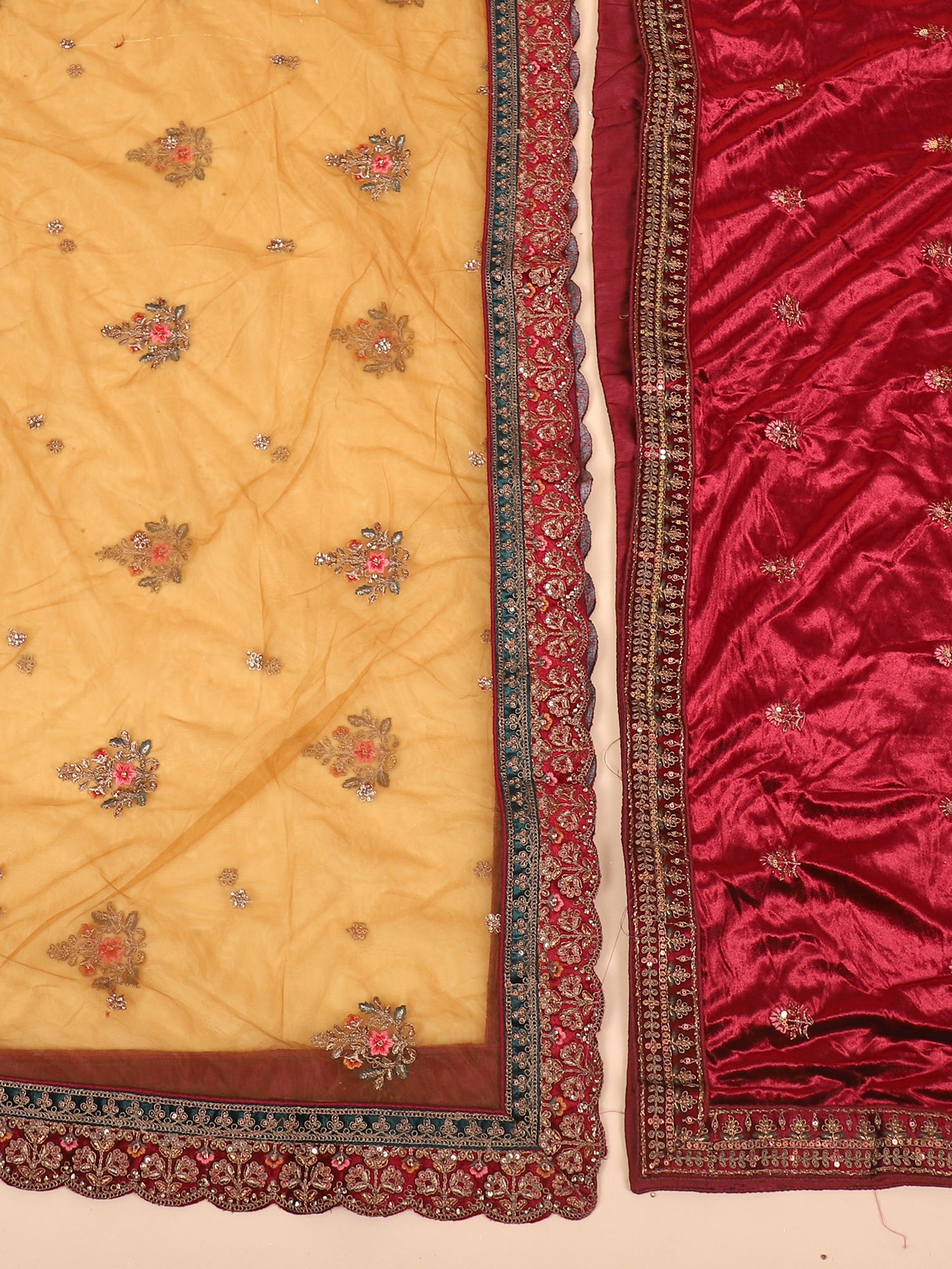 Multicolor Bridal Lehenga With Jarkan Sequin Detailing