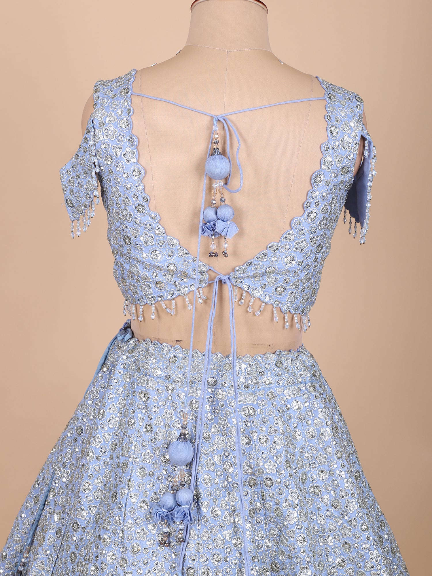 Powder Blue Georgette Embroidered Lehenga Set