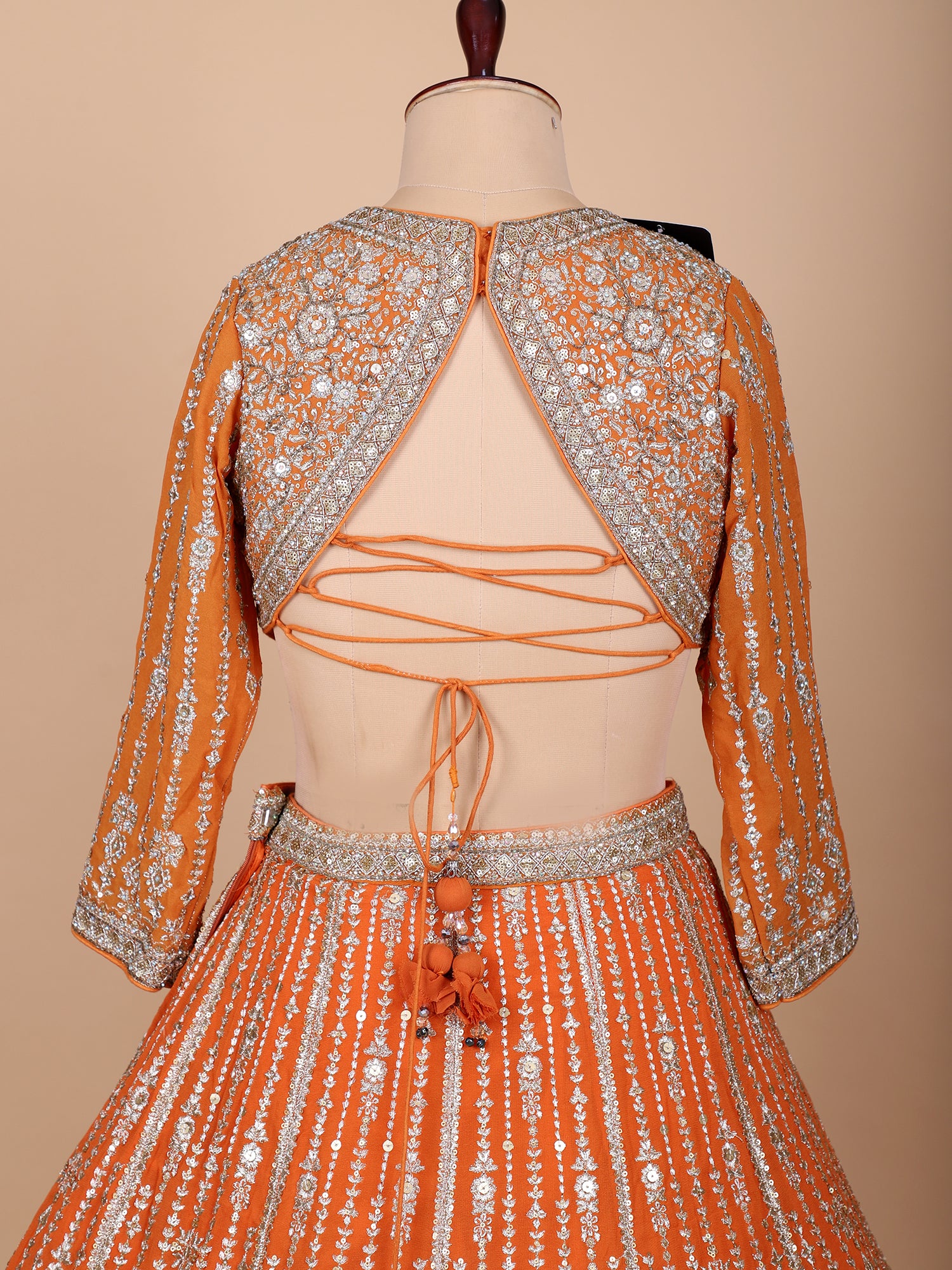 Tangerine Orange Lehenga With Sparkle Handwork