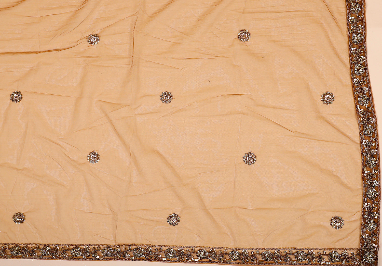 Copper Gold Net Crop Top With Thread