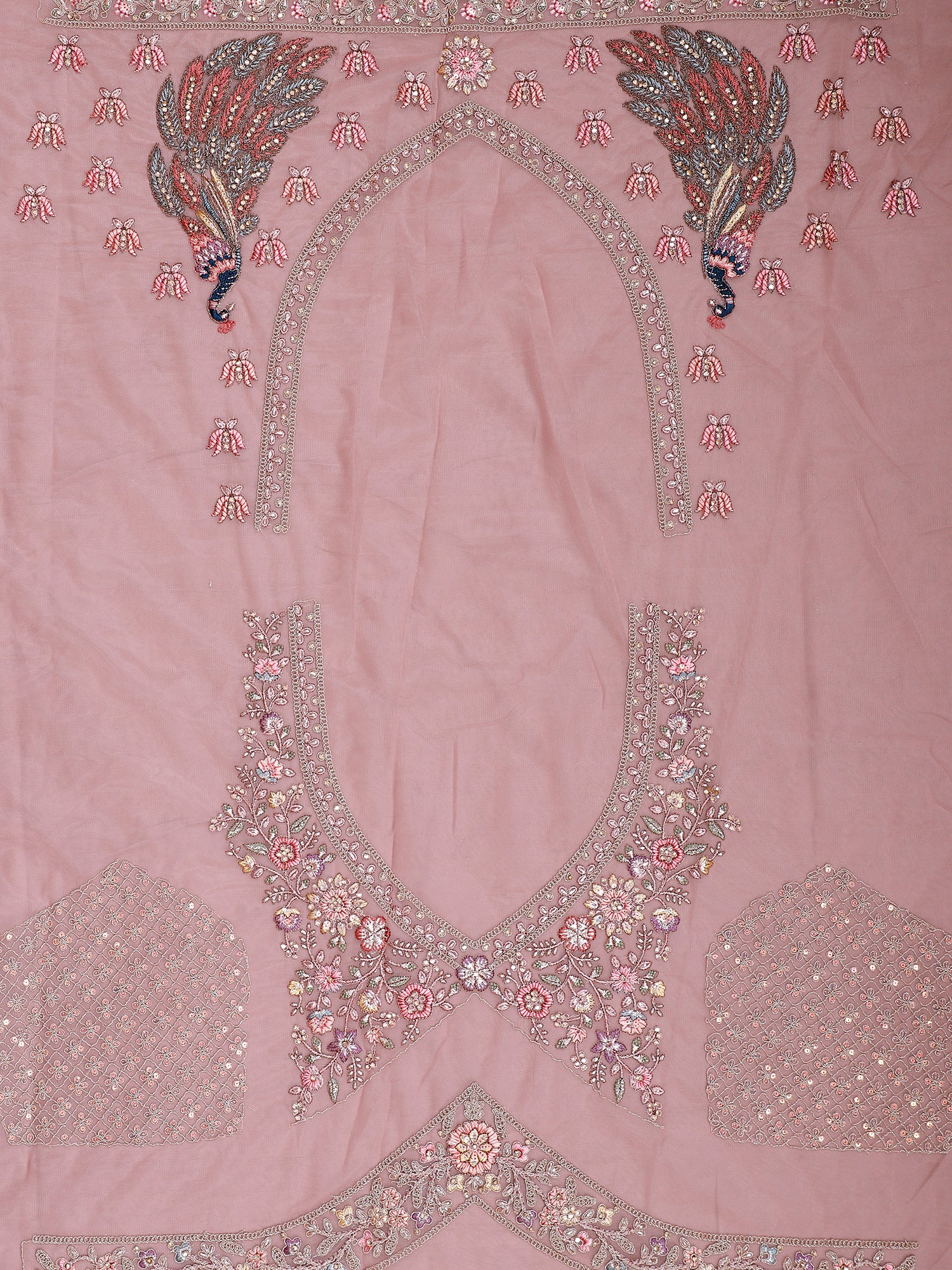 Onion Pink Net Lehenga With Sequins