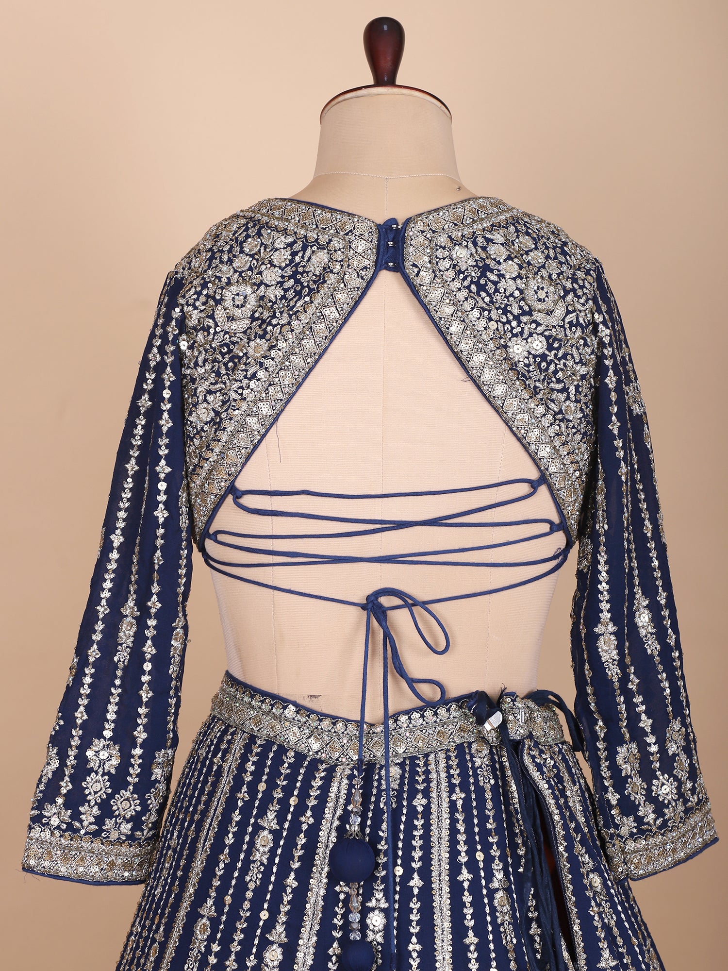 Midnight Blue Georgette Lehenga With Jarkan Detailing