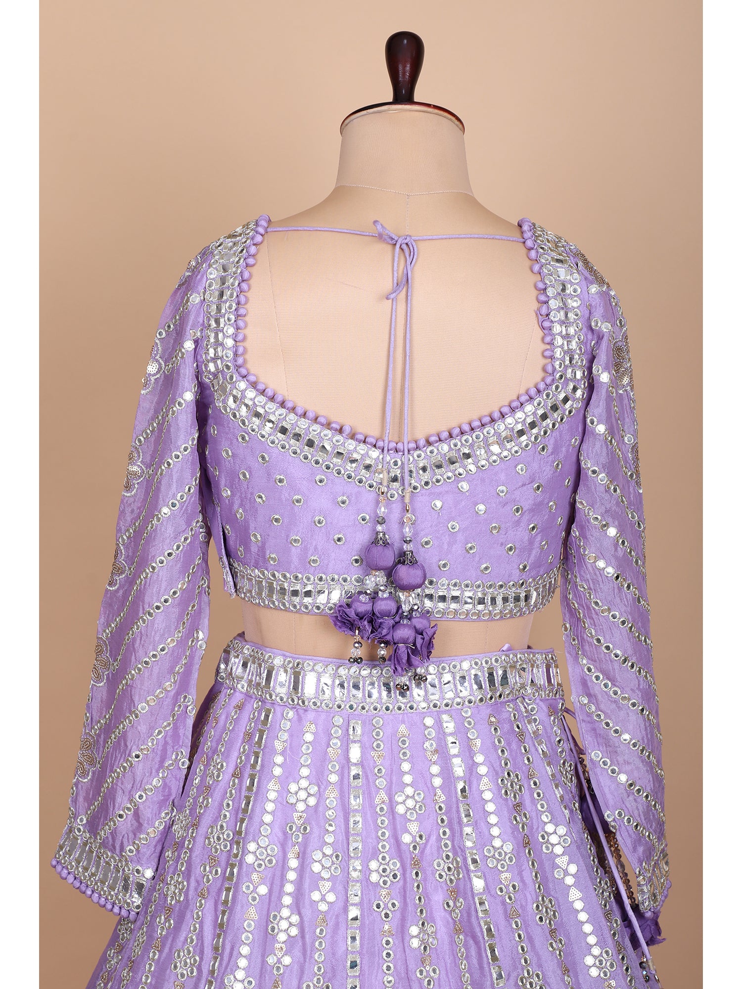 Elegant Lavender Silk Lehenga With Hand Embroidery