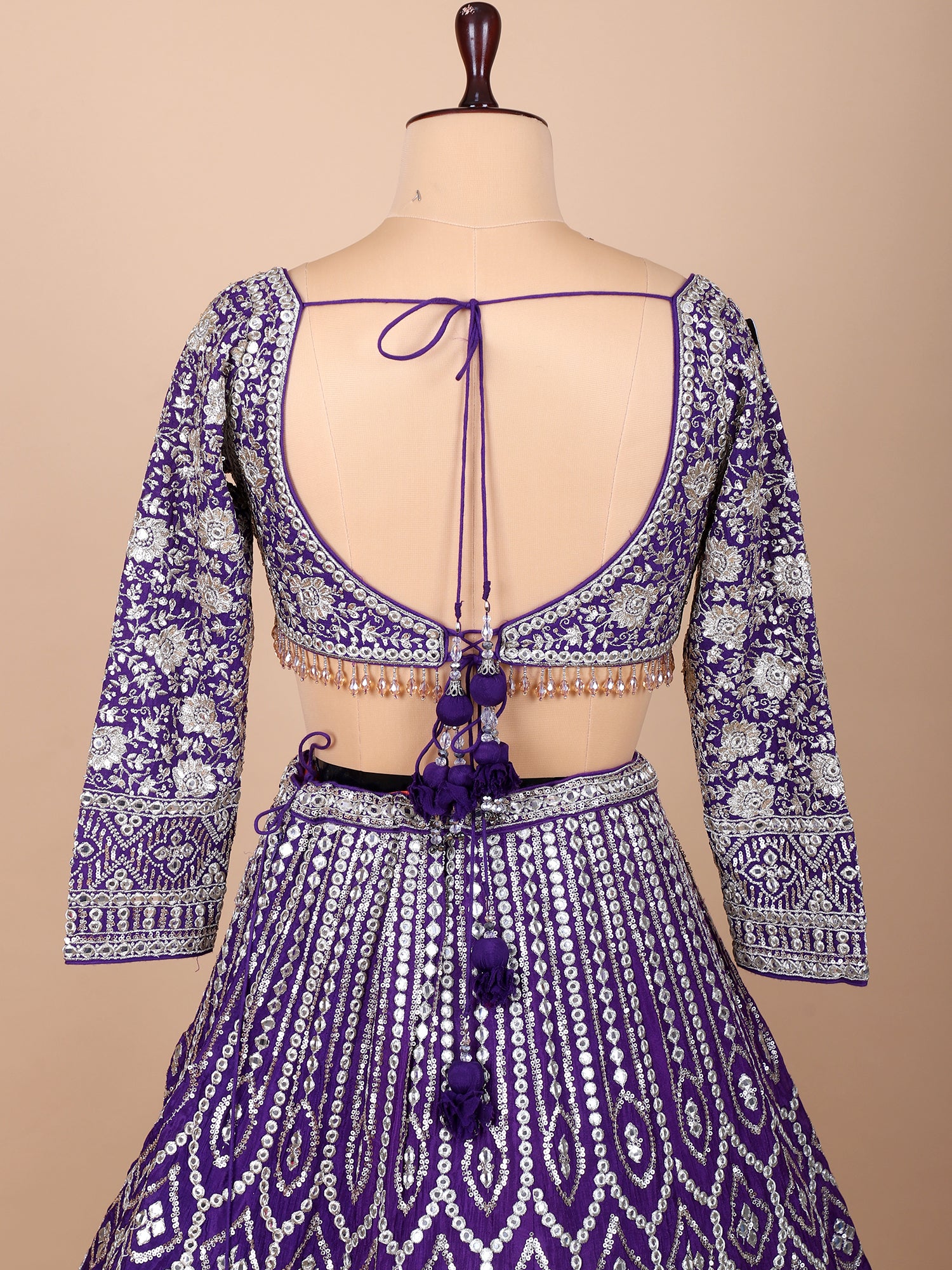 Purple Georgette Embroidered Lehenga With Handwork