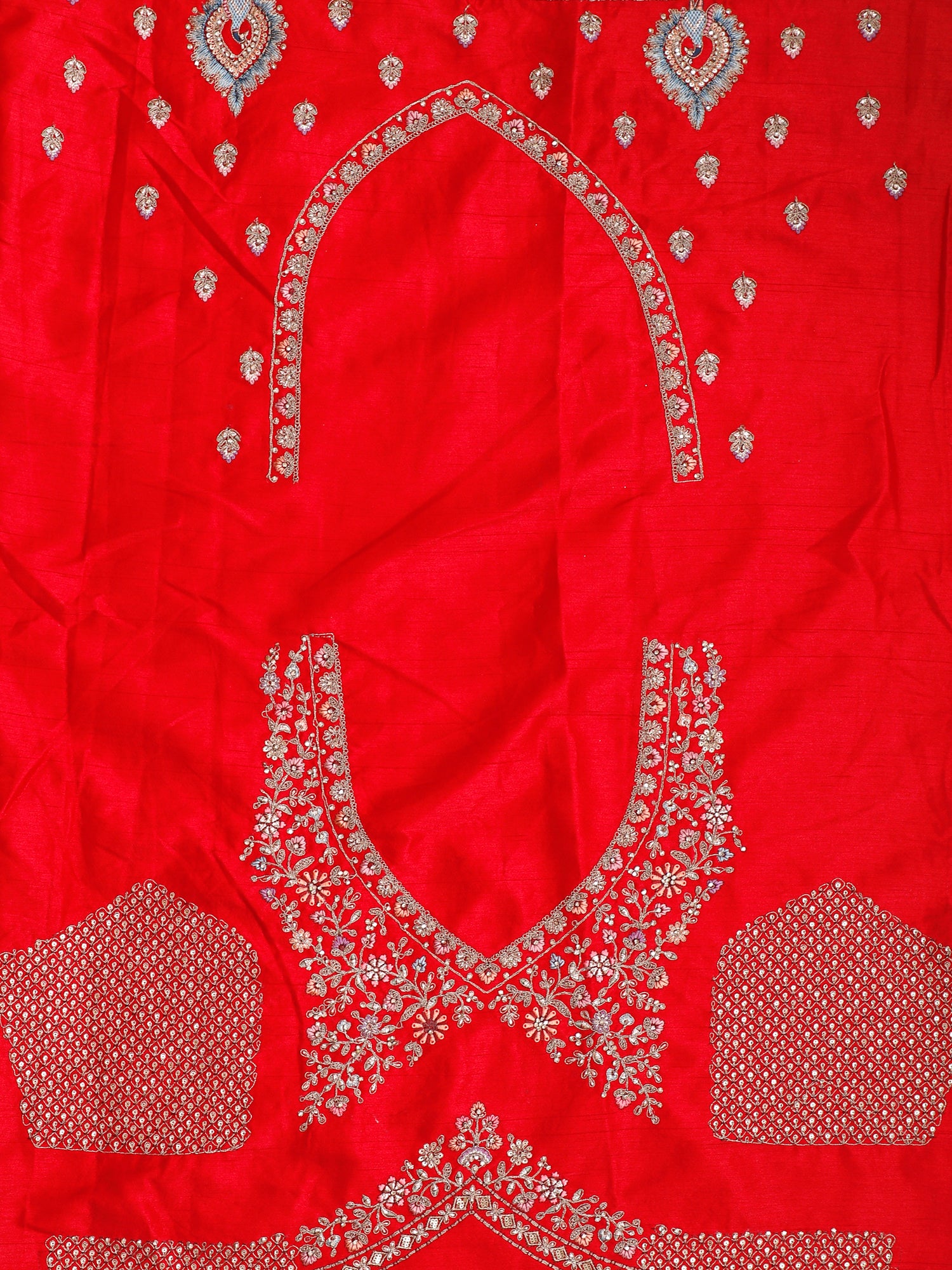 Scarlet Royalty Jarkan Embroidered Silk Lehenga