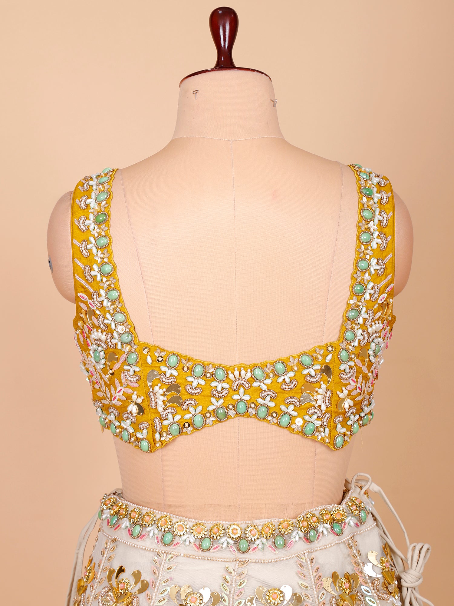 Net Appliqué Mirror Handwork Lehenga