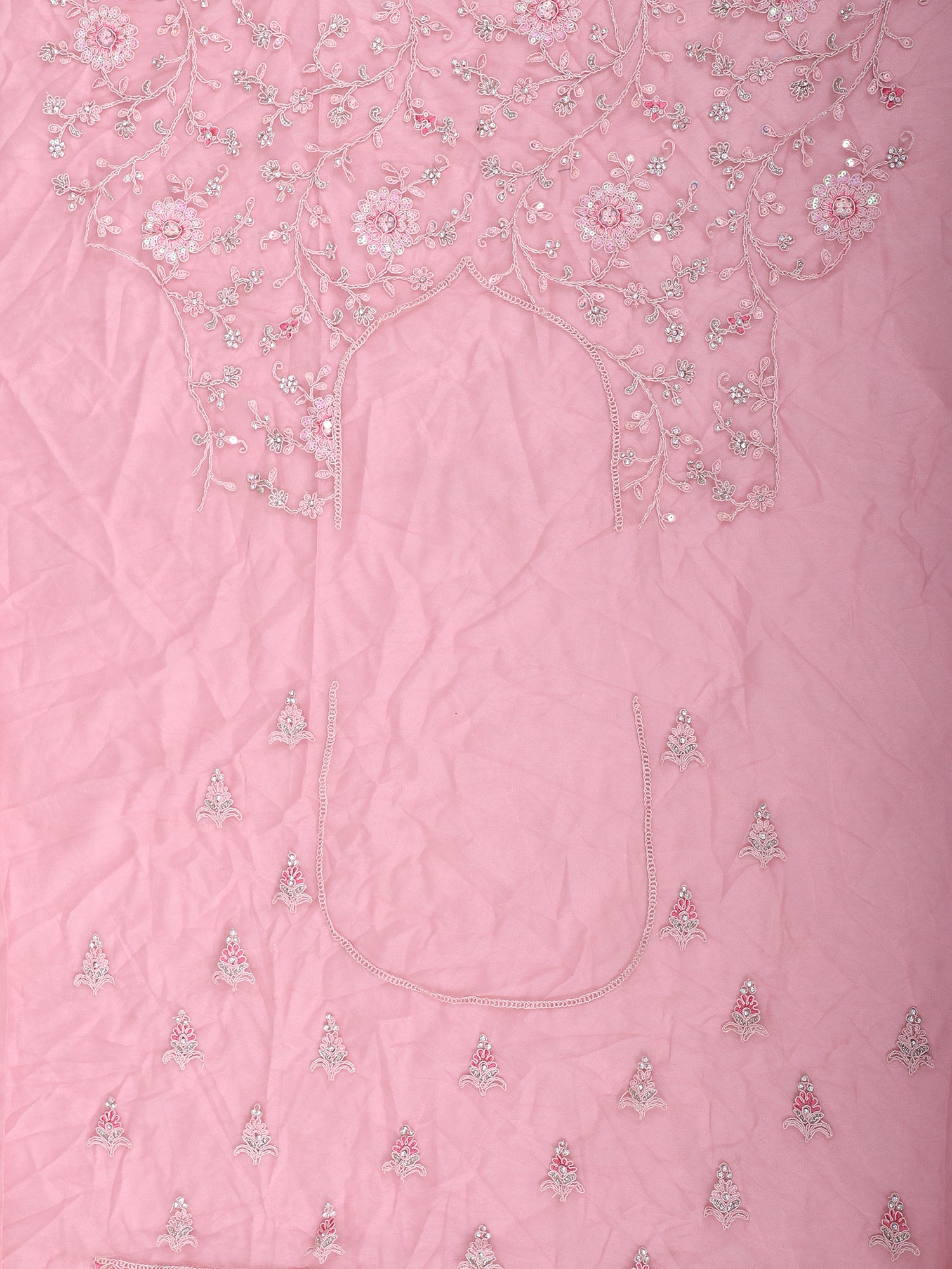 Buy Net Jarkan Pink Lehenga Online