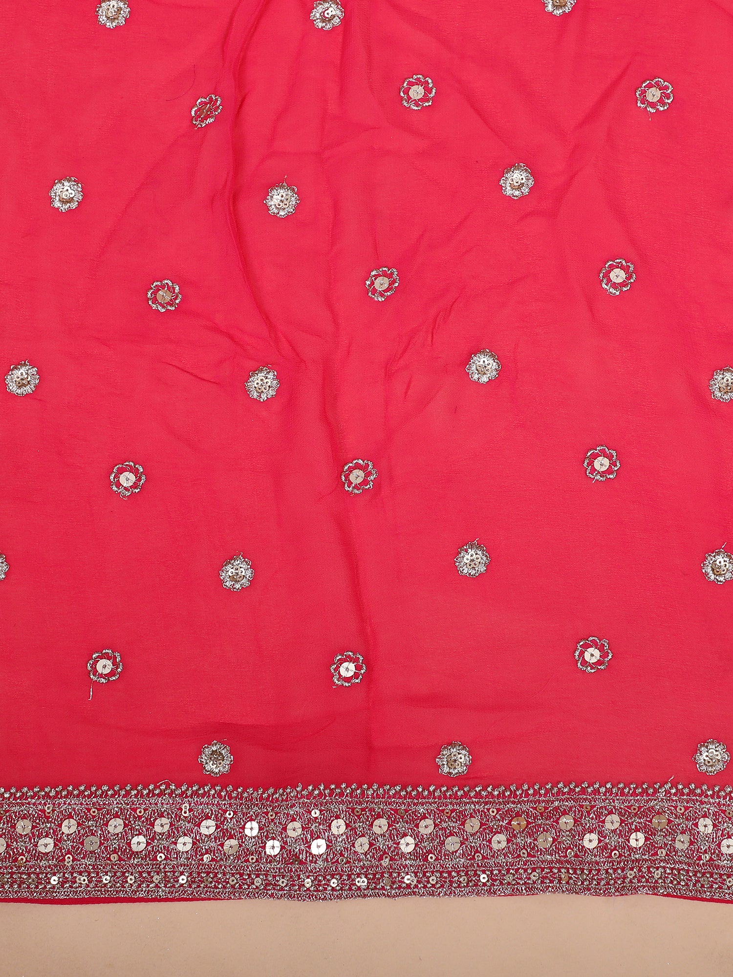 Hot Pink Georgette Lehenga With Jarkan Hand Embroidery
