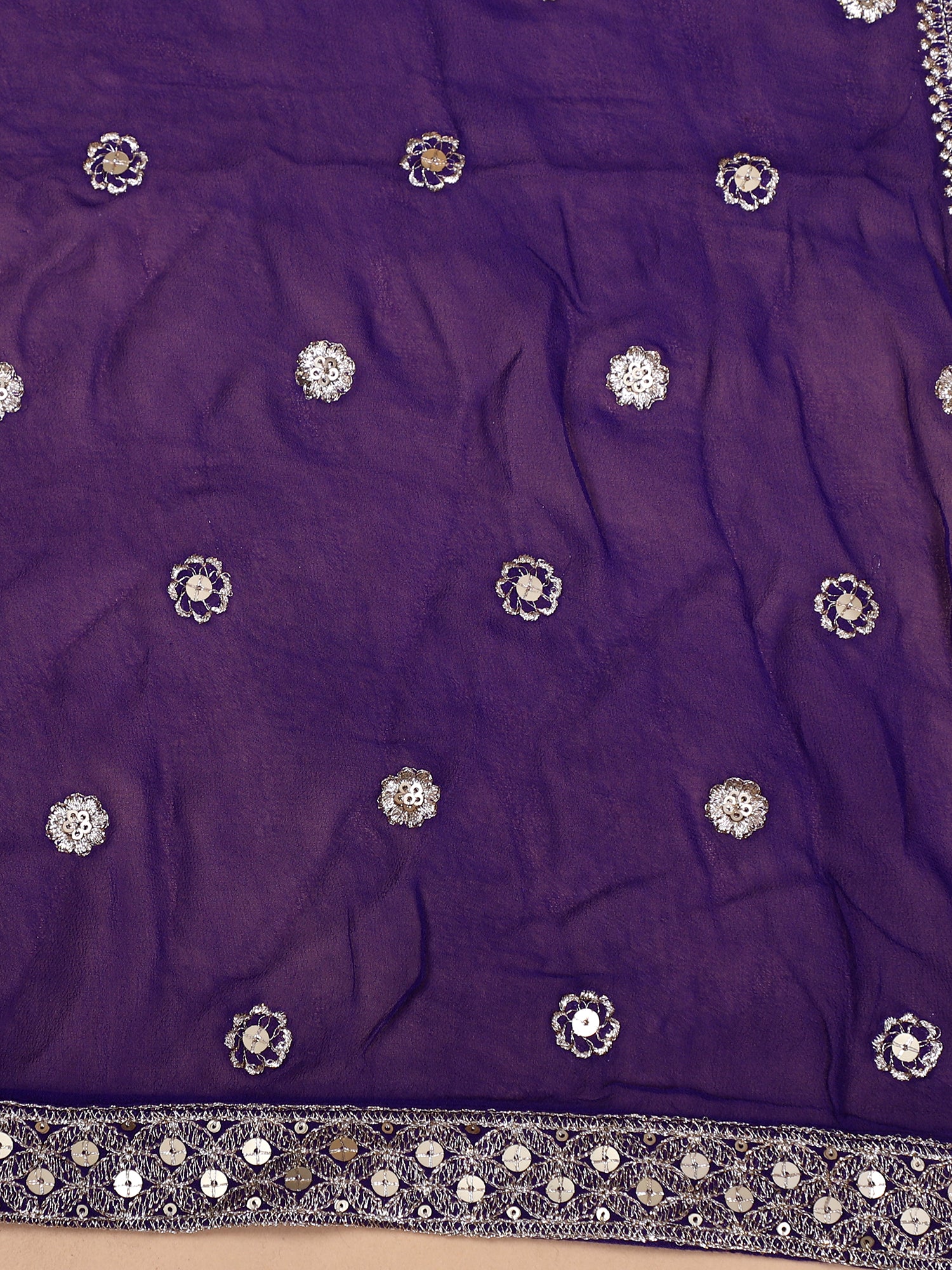 Bloom Purple Georgette Lehenga With Artisan Jarkan Detailing