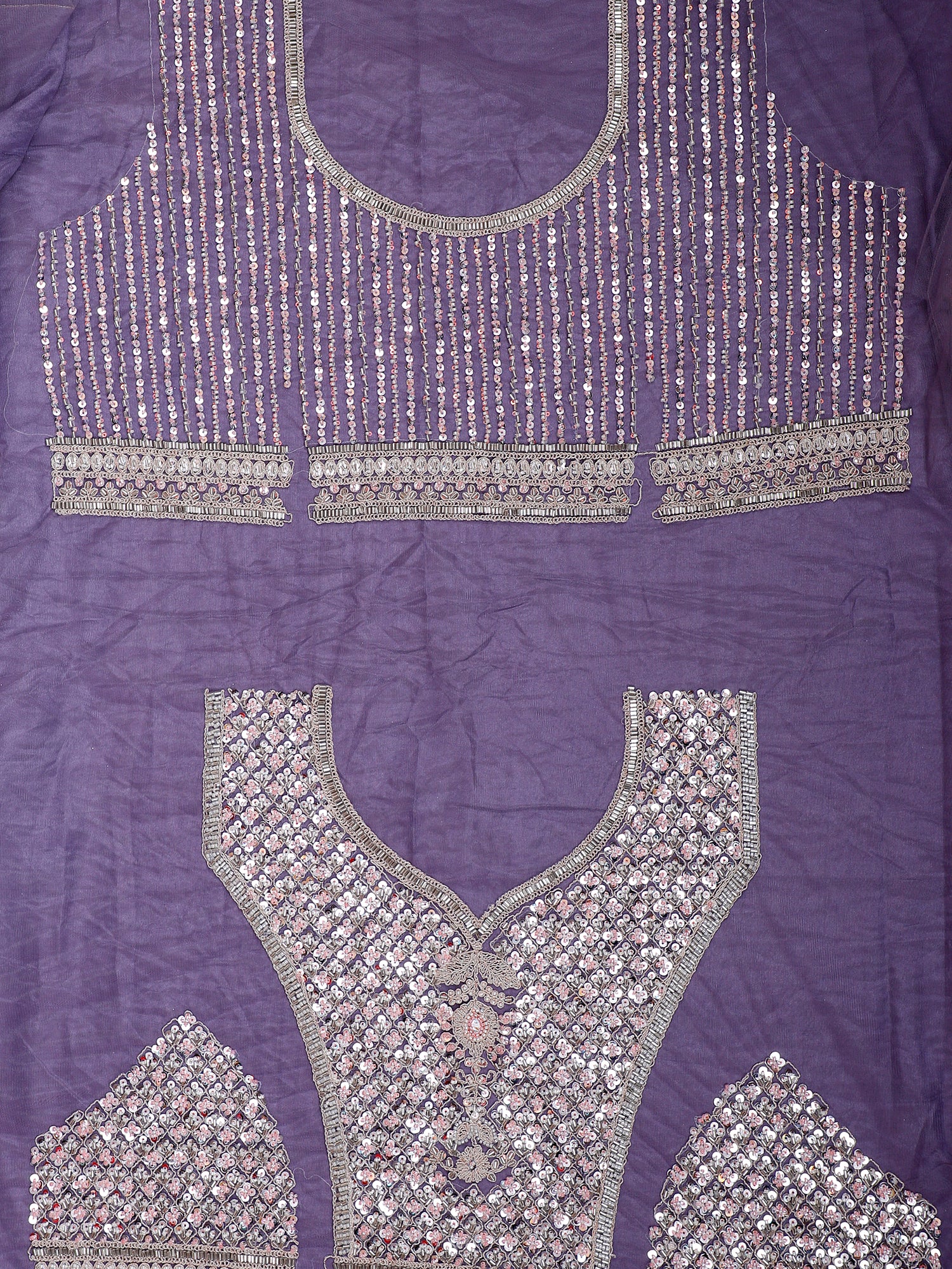 Lavender Silk Lehenga With Handwork And Beadwork