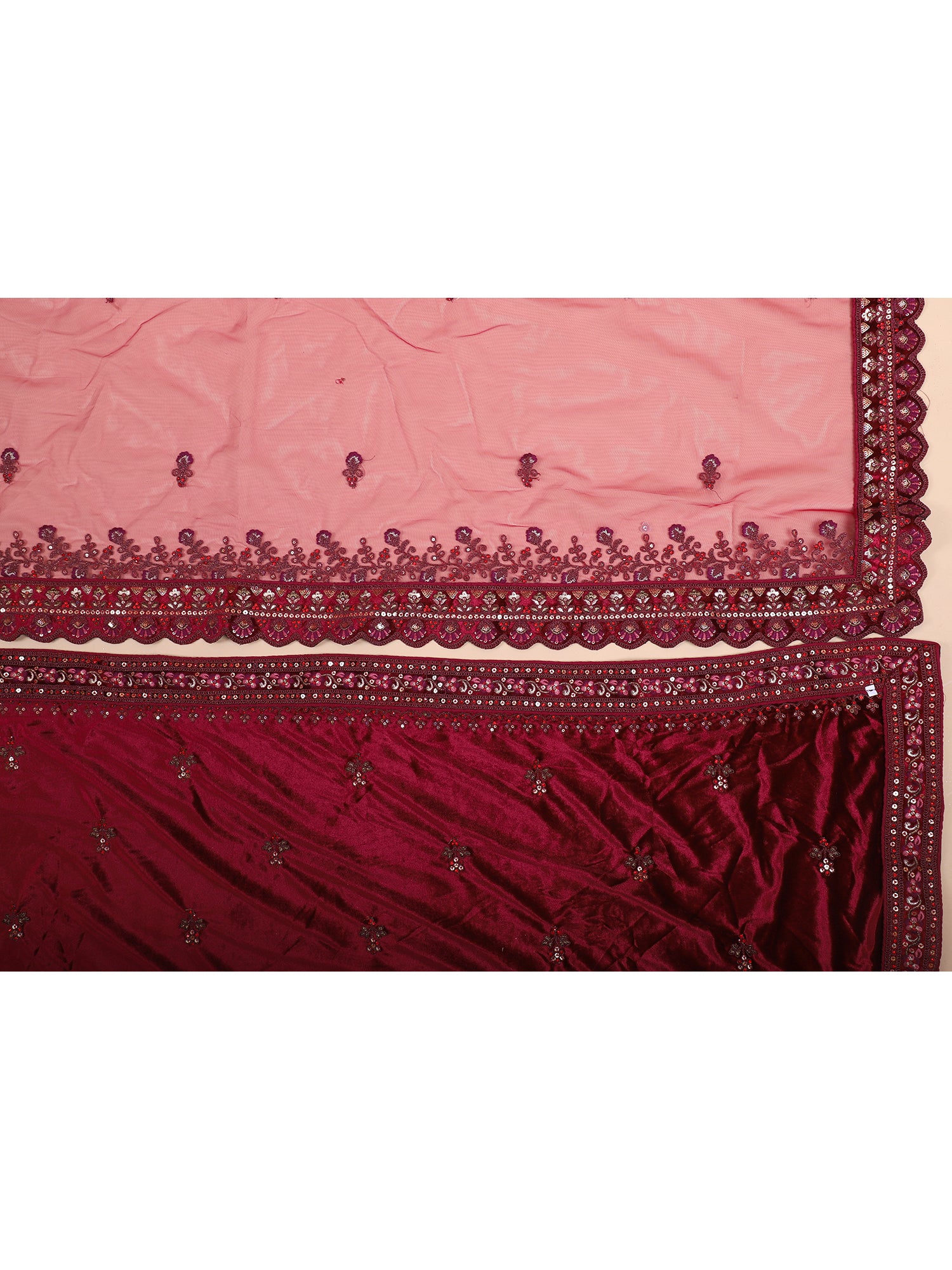 Classic Maroon Bridal Lehenga With Velvet & Mirror Charm