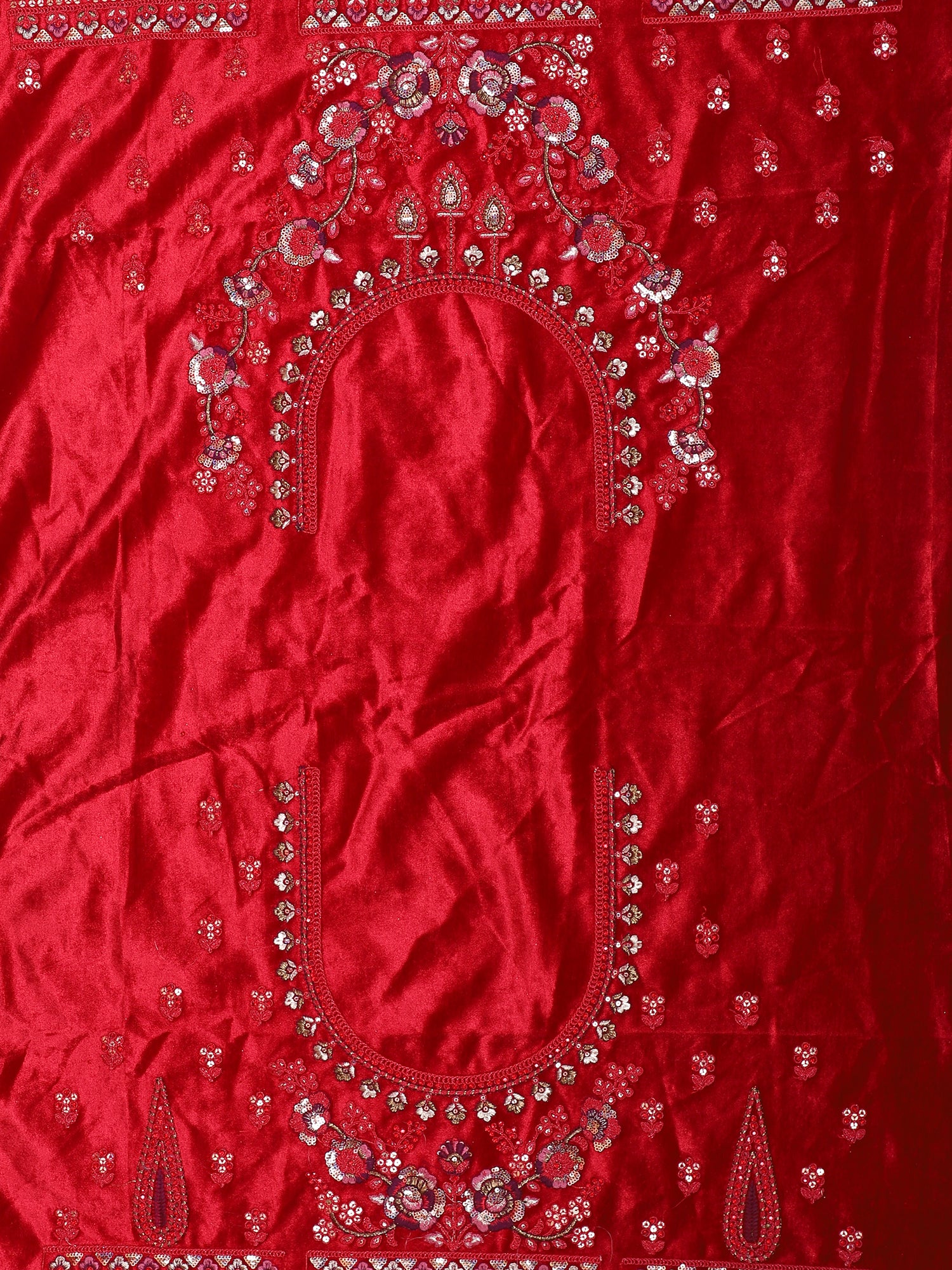 Timeless Red Velvet Jarkan Mirror Bridal Lehenga