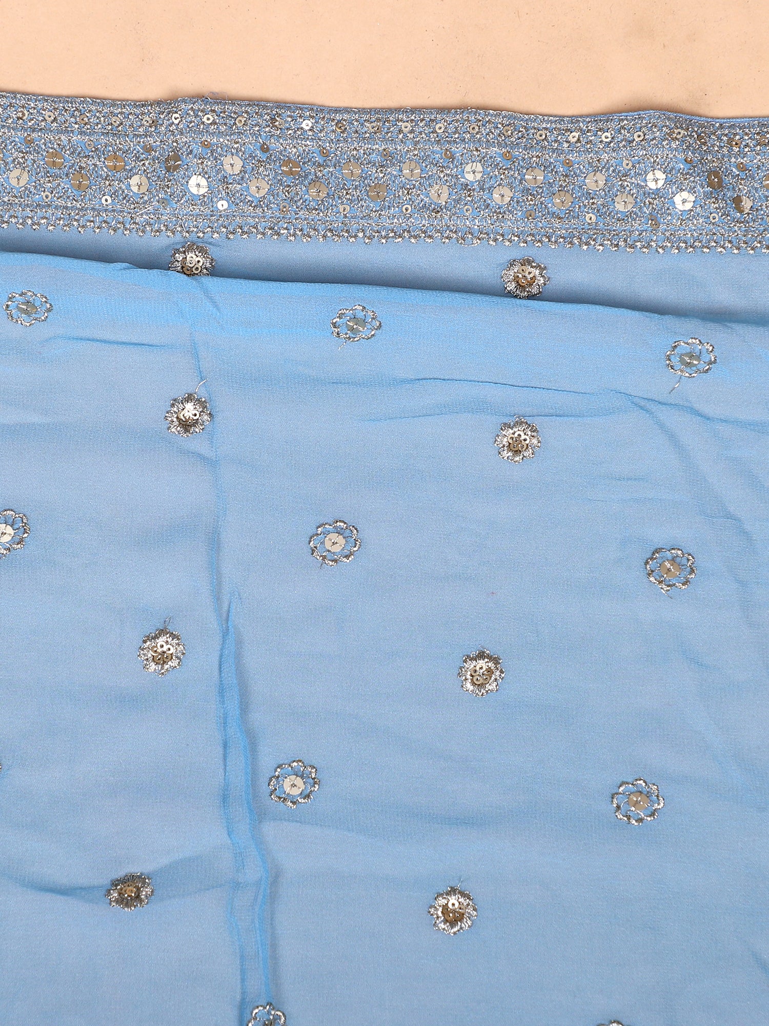 Sky Blue Georgette Lehenga With Jarkan Work