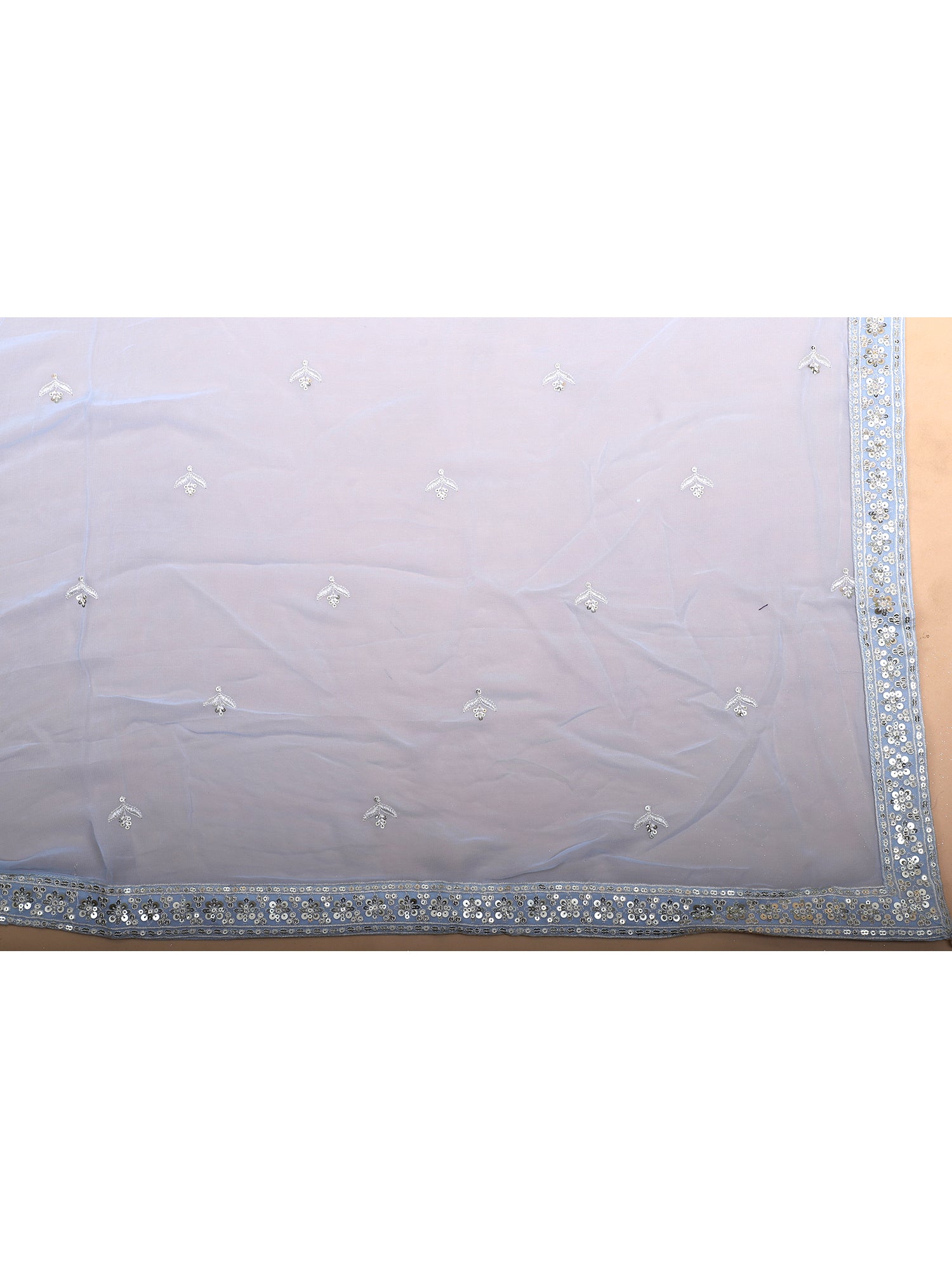Celestial Mist Sky Powder Handworked Lehenga