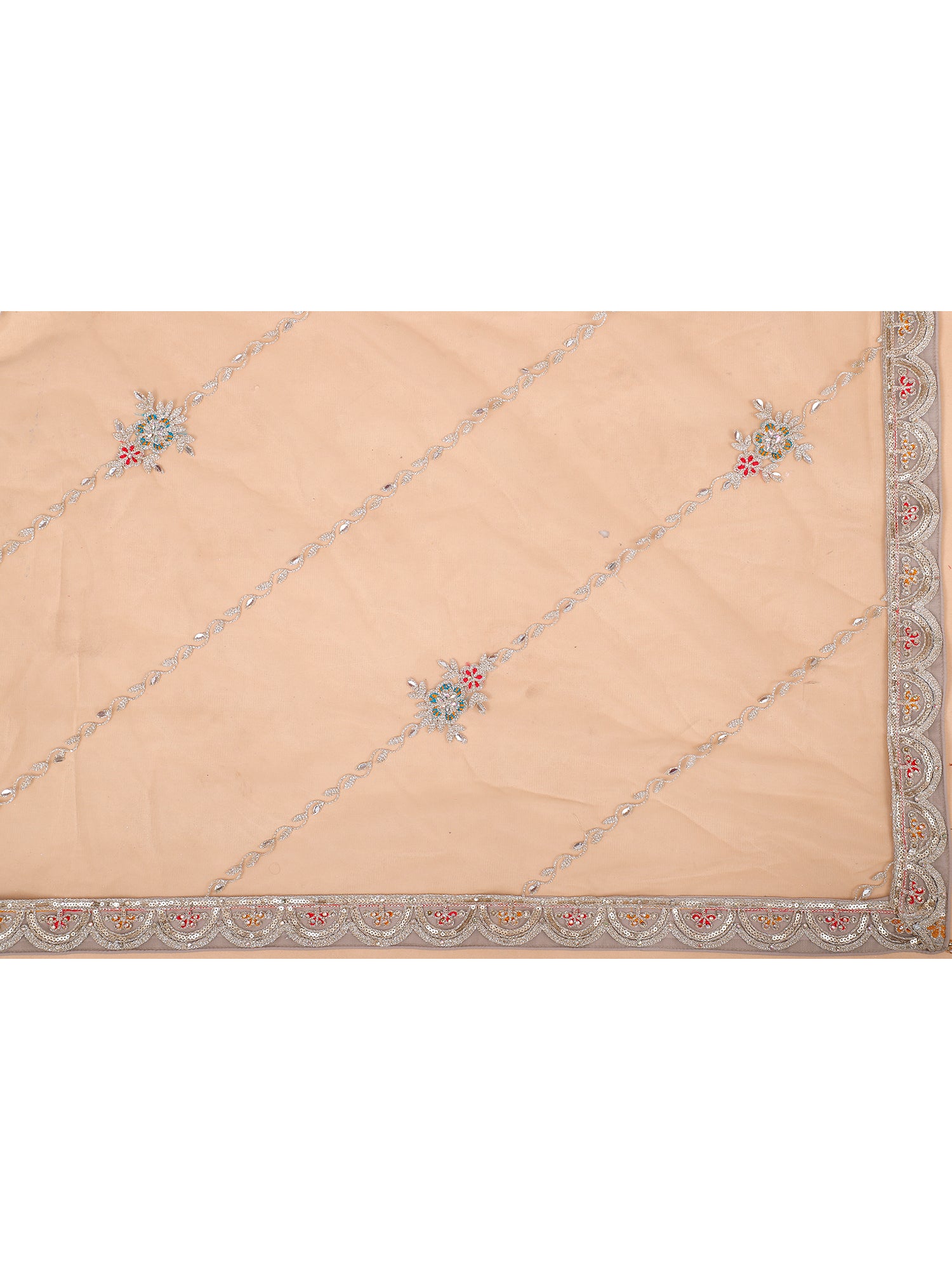 Grey Multi Butterfly Net Lehenga With Jarkan