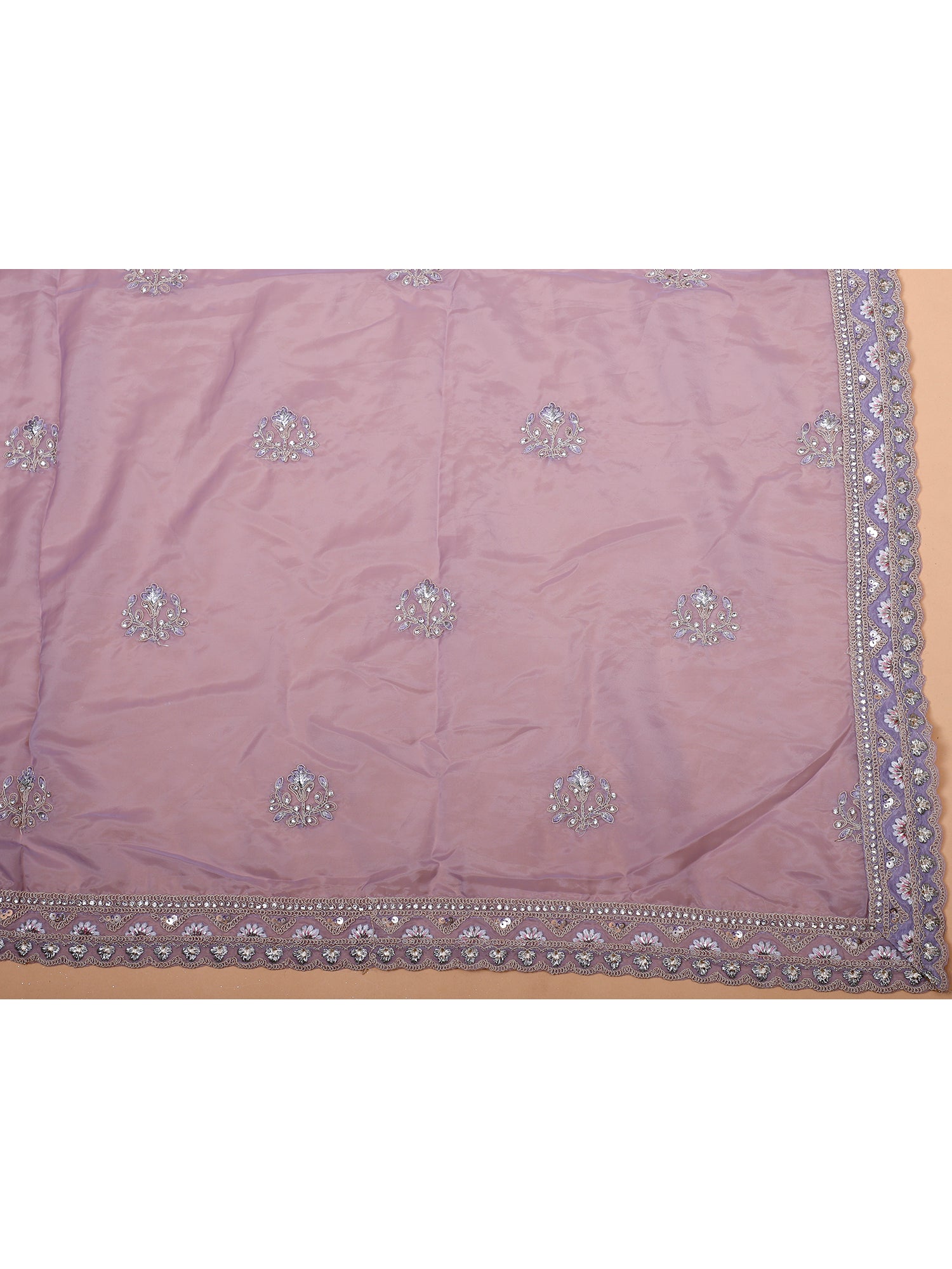 Light Purple Silk Lehenga With Handwork And Beadwork