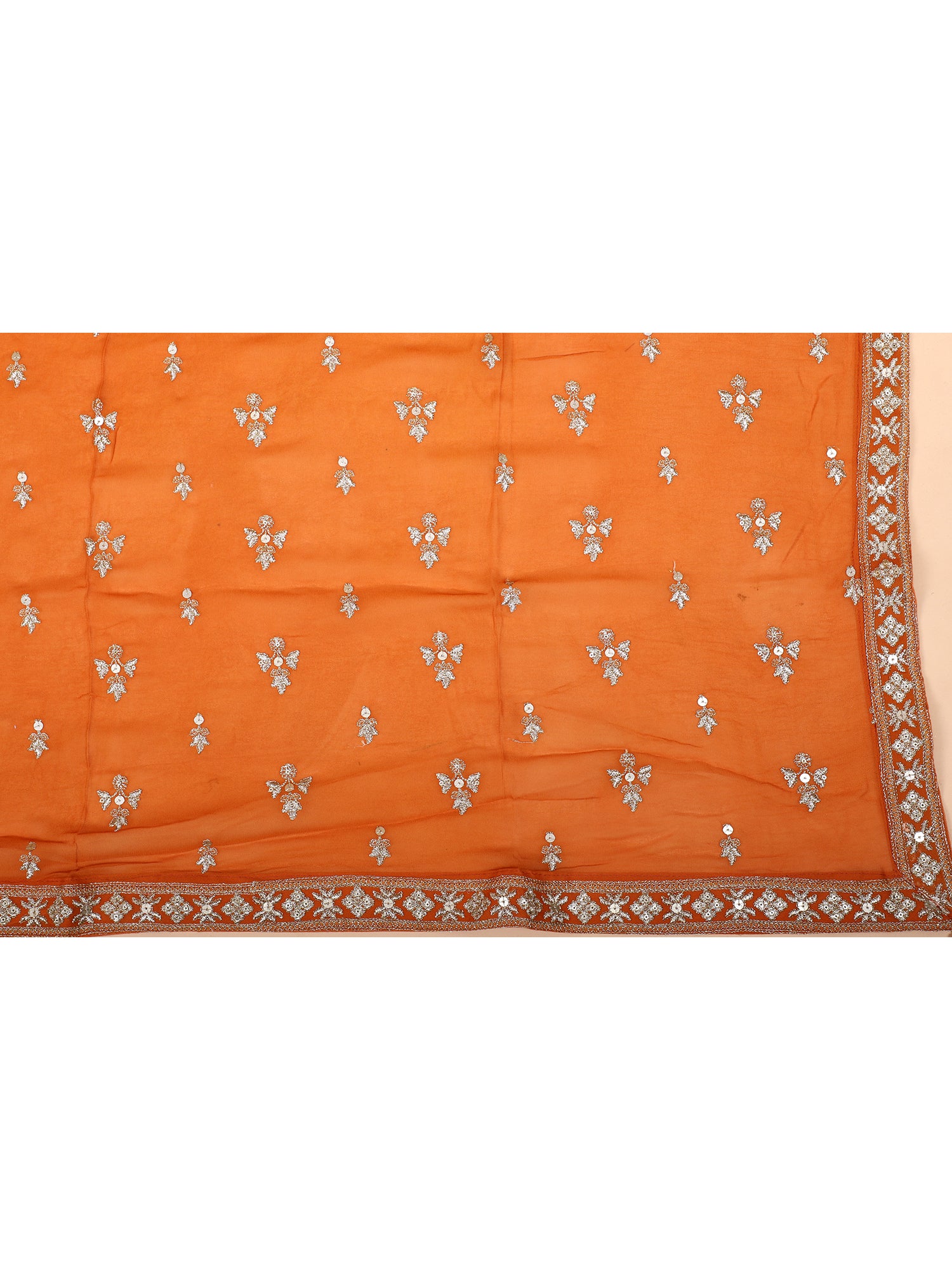 Traditional Orange Lehenga With Matching Dupatta